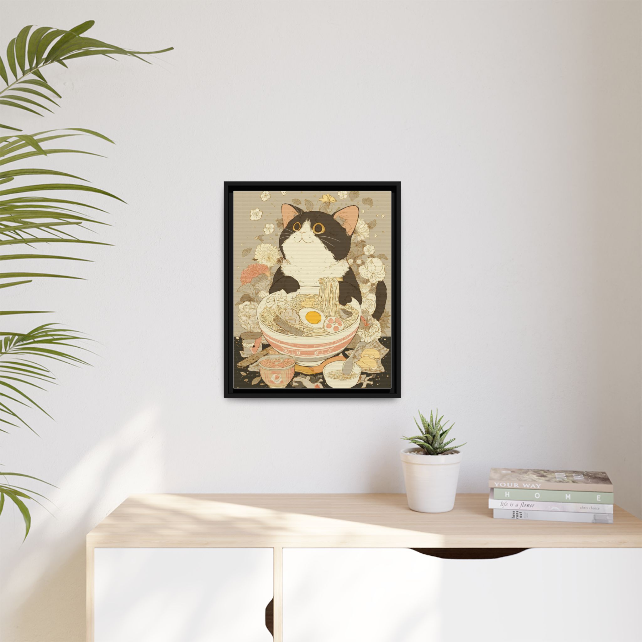 Kawaii Cat Ramen Print | Japanese Kitchen Wall Art | Framed Canvas Print - Image 31
