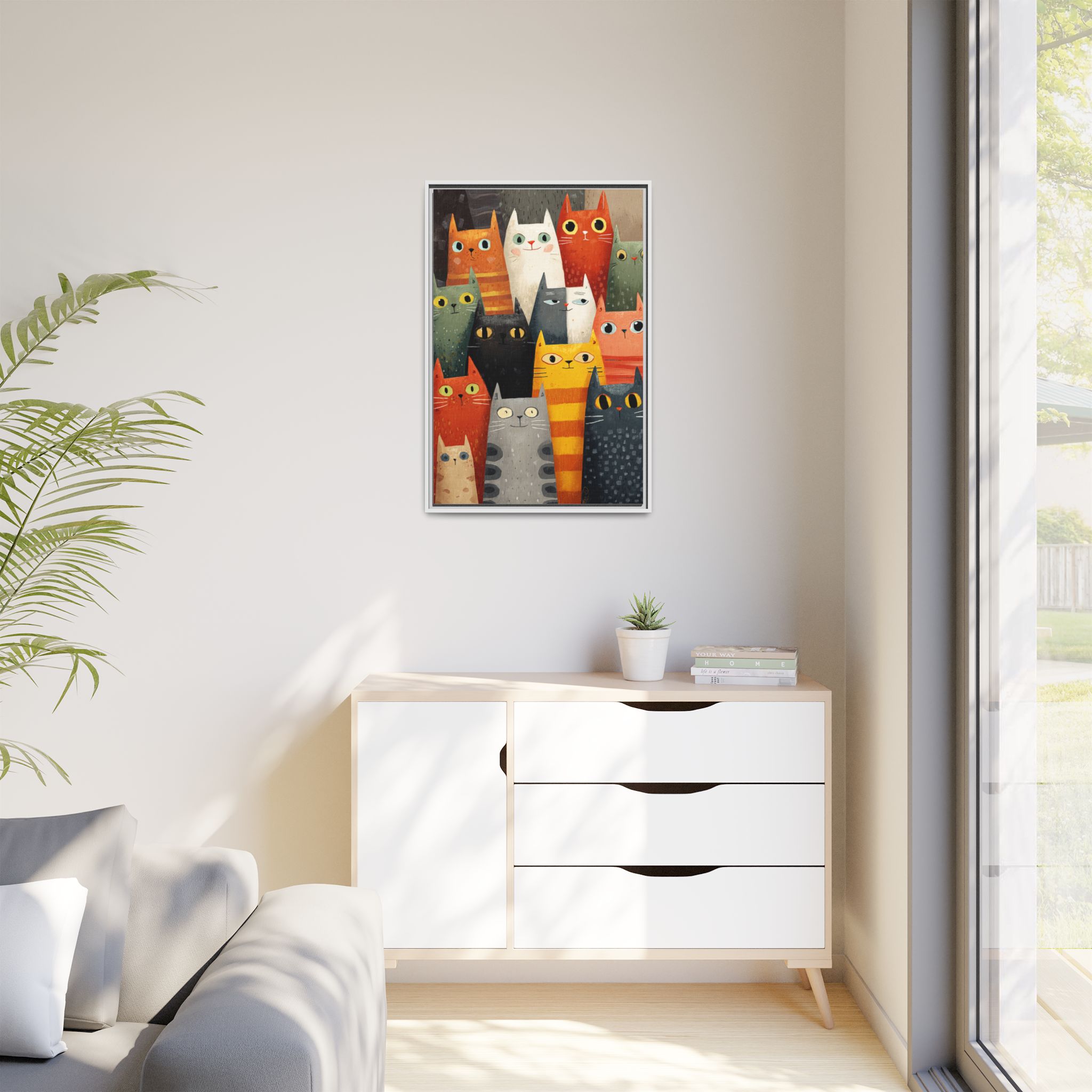 Orange Cat Reading Newspaper Art Print | Whimsical Kitchen Art | Framed Canvas Print - Image 39