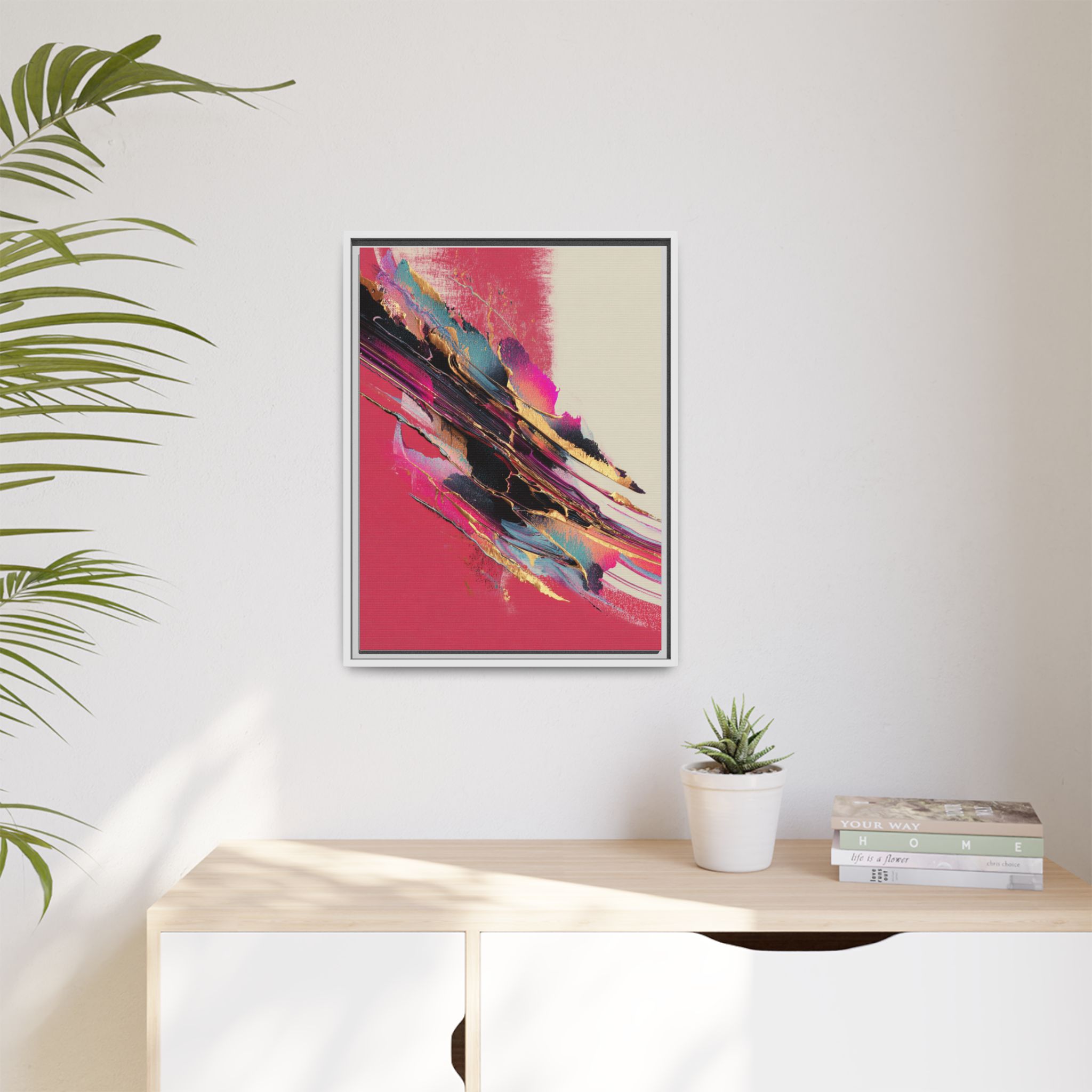 Abstract Art Print | Pink Coral Black Gold Modern Wall Art | Framed Canvas Print - Image 31