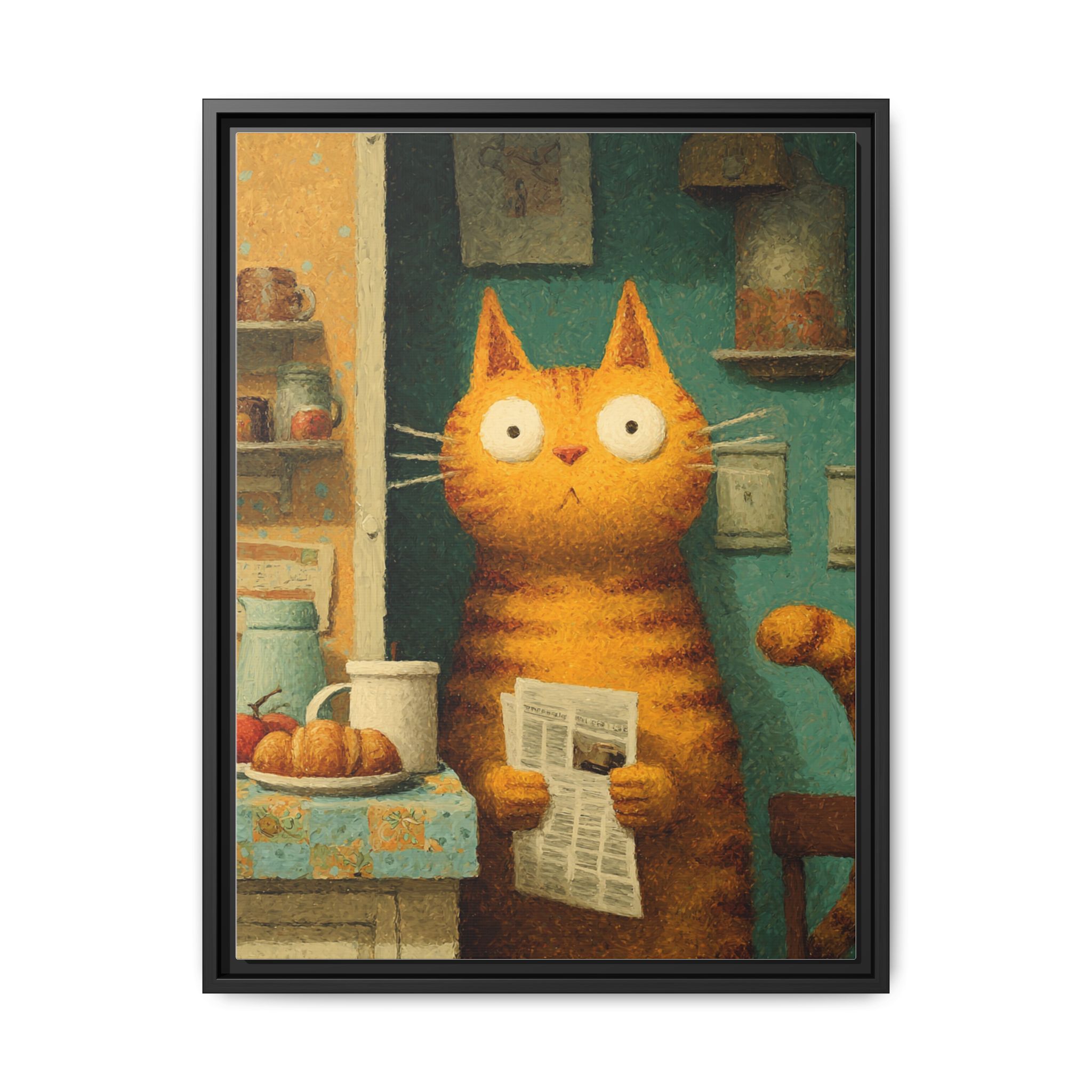 Whimsical Cat Art Print | Colorful Abstract Animals Kids | Framed Canvas Print - Image 41