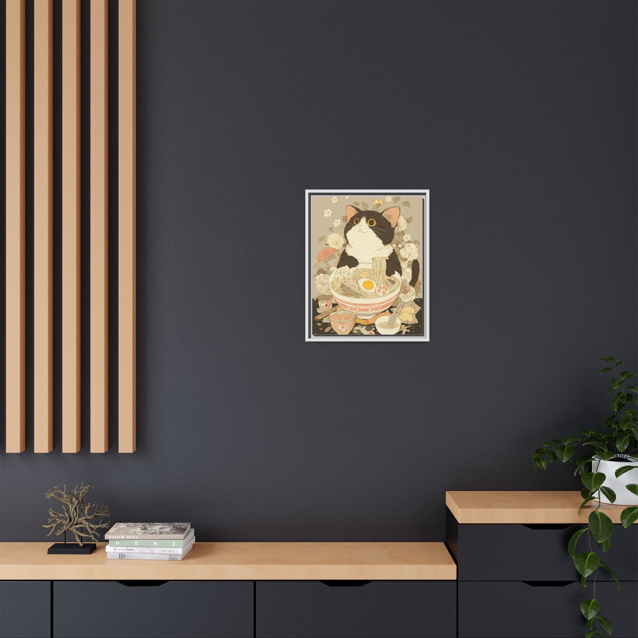 Kawaii Cat Ramen Print | Japanese Kitchen Wall Art | Framed Canvas Print - Image 28