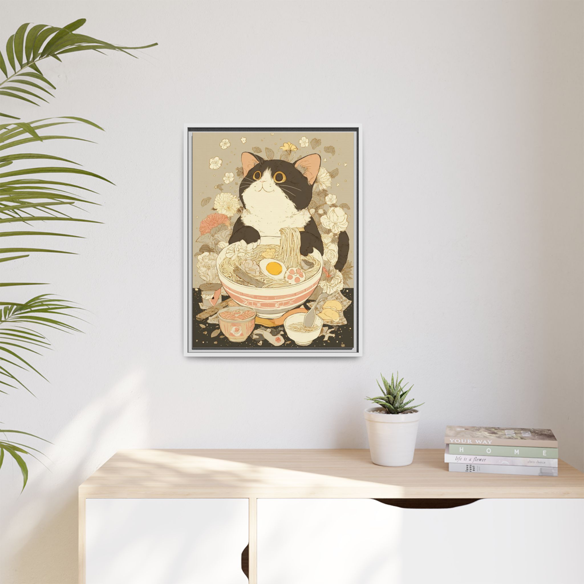 Kawaii Cat Ramen Print | Japanese Kitchen Wall Art | Framed Canvas Print - Image 47