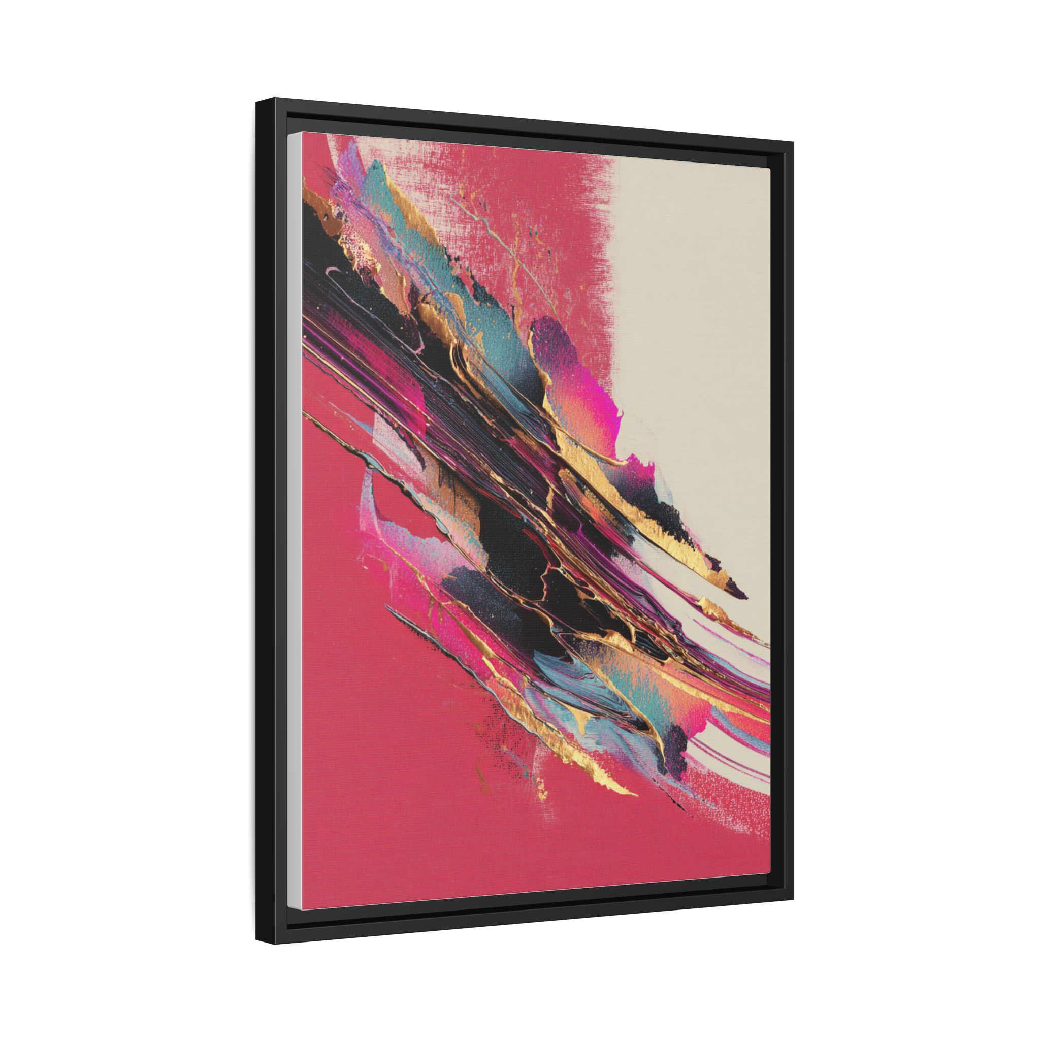 Abstract Art Print | Pink Coral Black Gold Modern Wall Art | Framed Canvas Print - Image 26