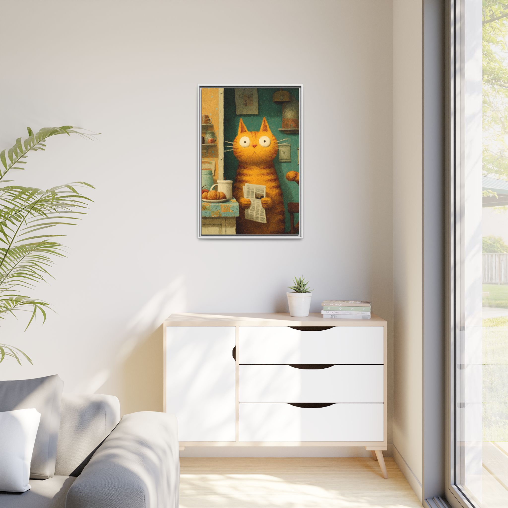 Whimsical Cat Art Print | Colorful Abstract Animals Kids | Framed Canvas Print - Image 39