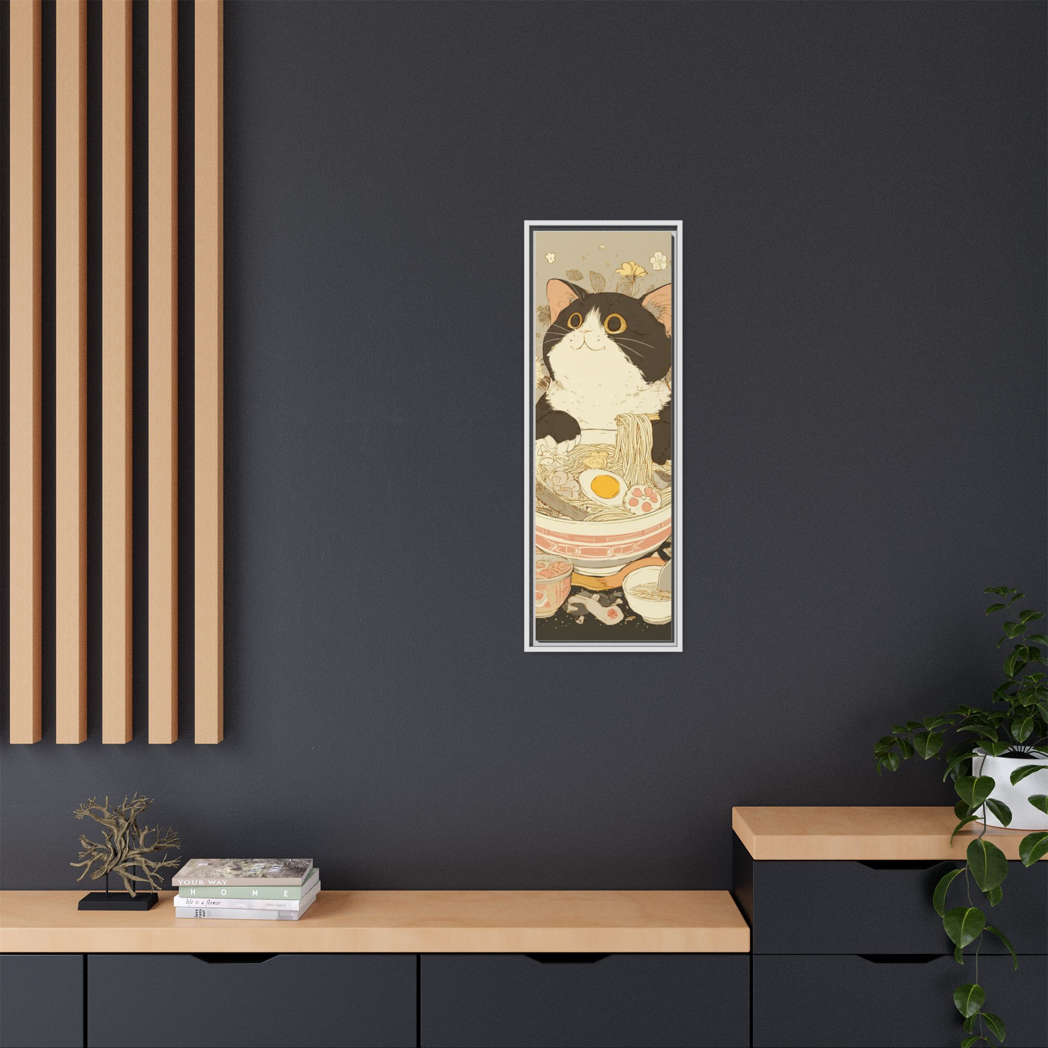 Kawaii Cat Ramen Print | Japanese Kitchen Wall Art | Framed Canvas Print - Image 4