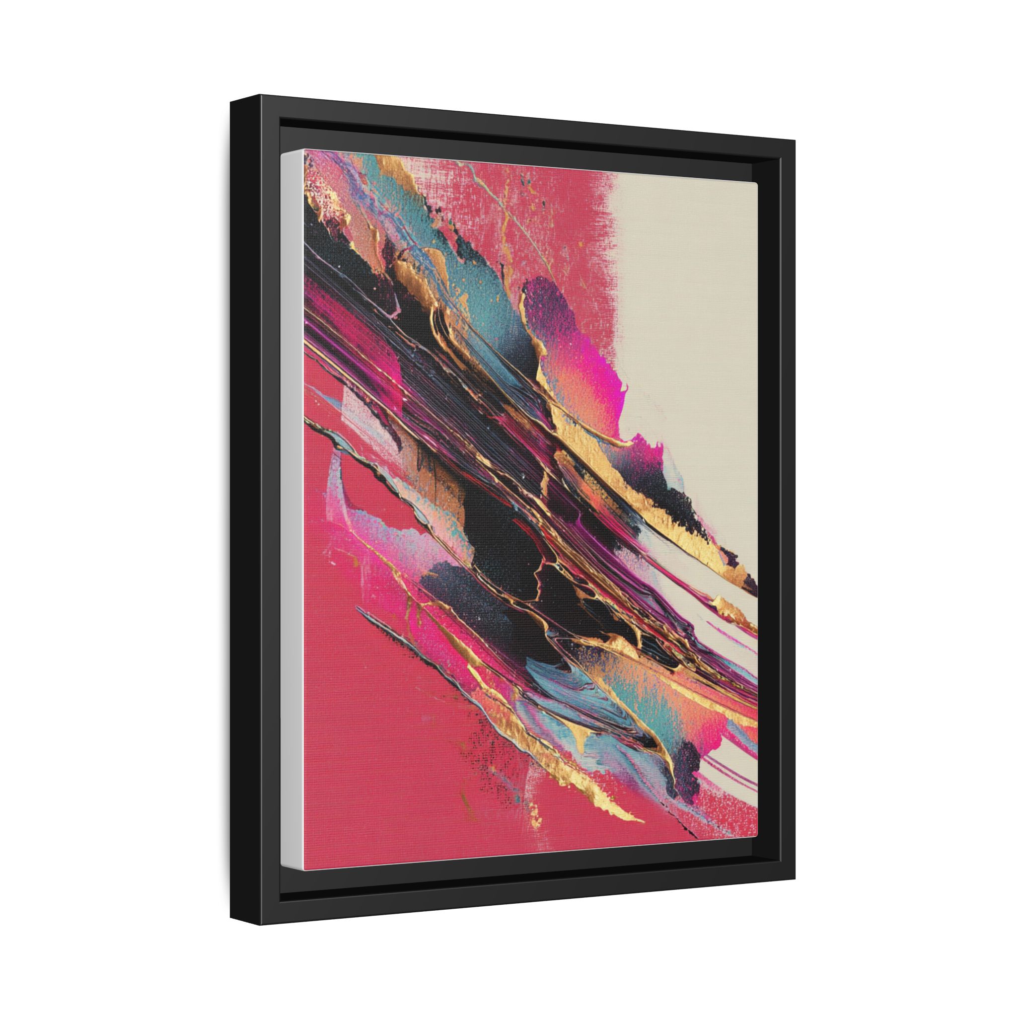 Abstract Art Print | Pink Coral Black Gold Modern Wall Art | Framed Canvas Print - Image 38