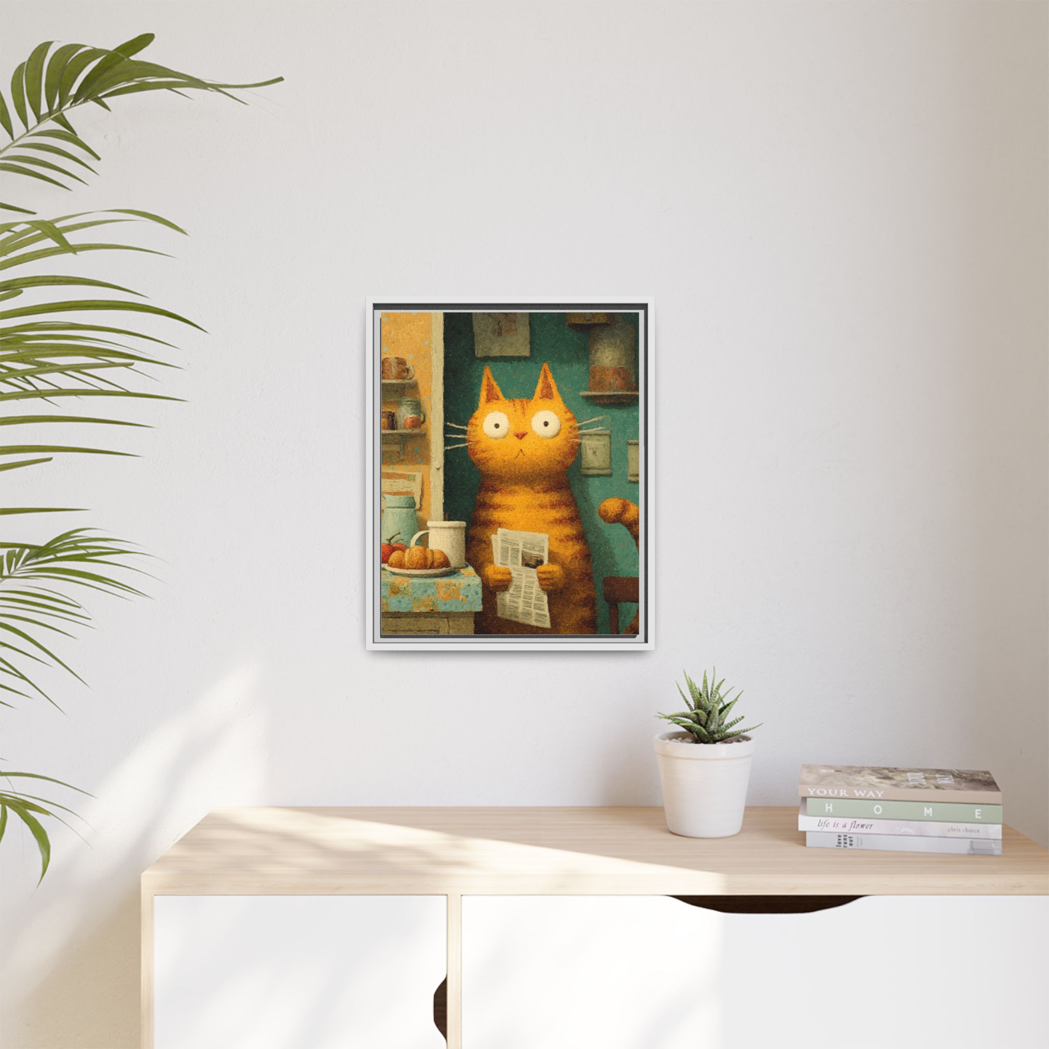 Whimsical Cat Art Print | Colorful Abstract Animals Kids | Framed Canvas Print - Image 27