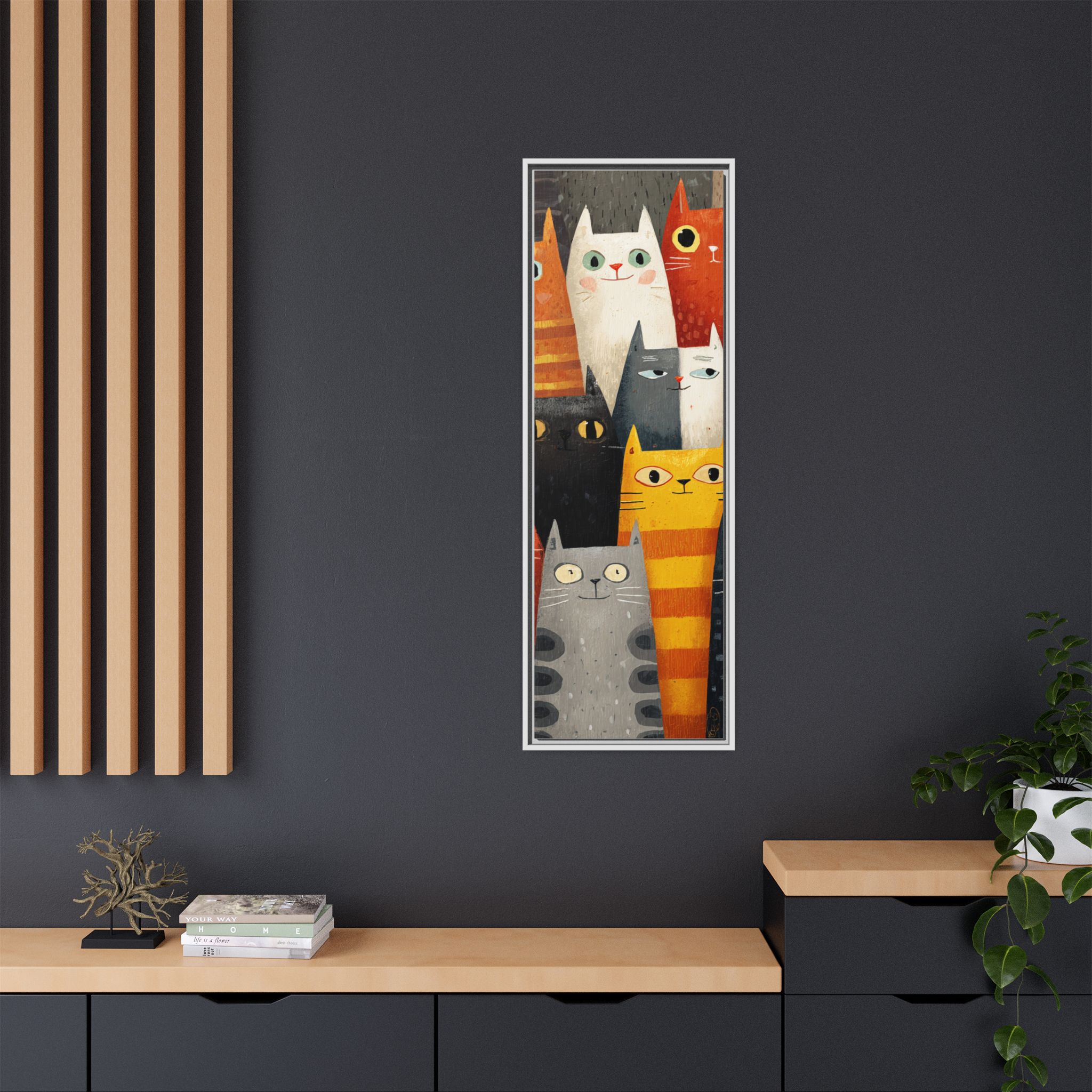 Orange Cat Reading Newspaper Art Print | Whimsical Kitchen Art | Framed Canvas Print - Image 20