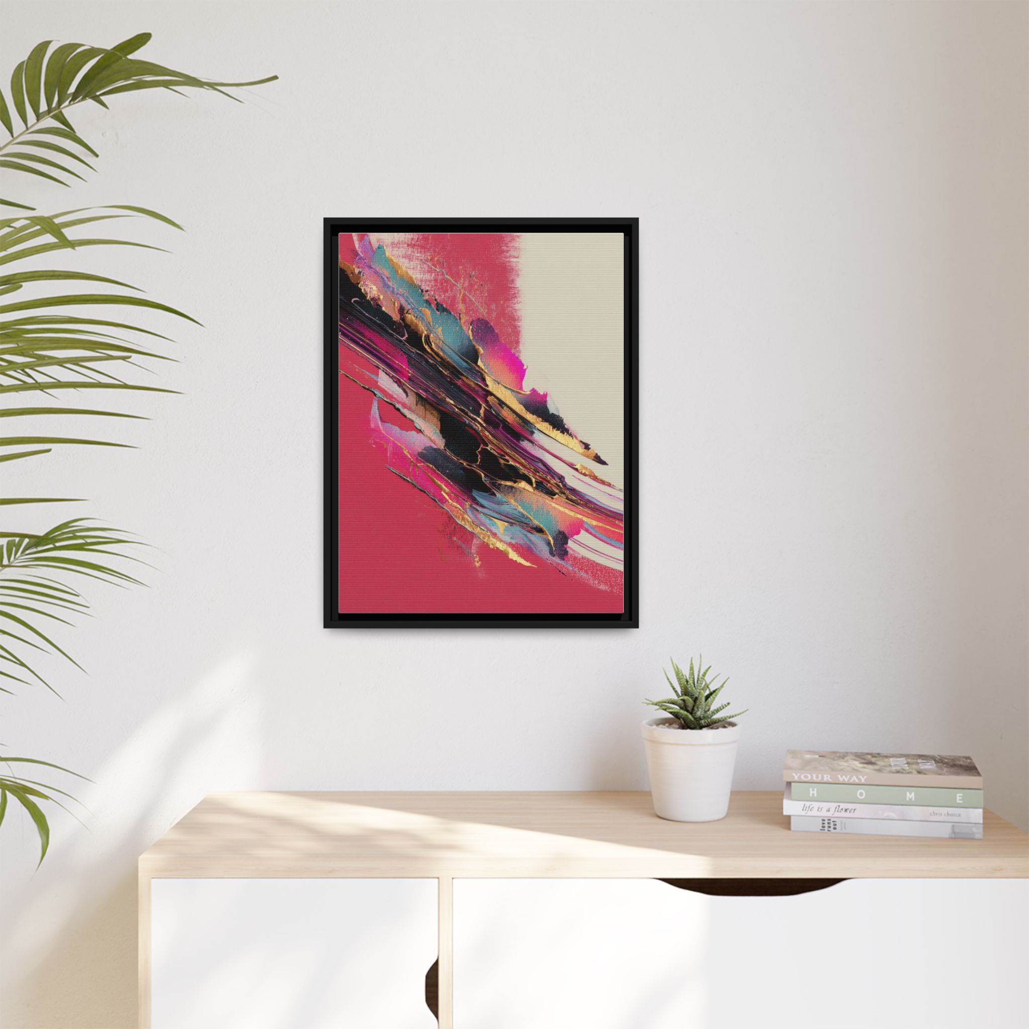 Abstract Art Print | Pink Coral Black Gold Modern Wall Art | Framed Canvas Print - Image 27