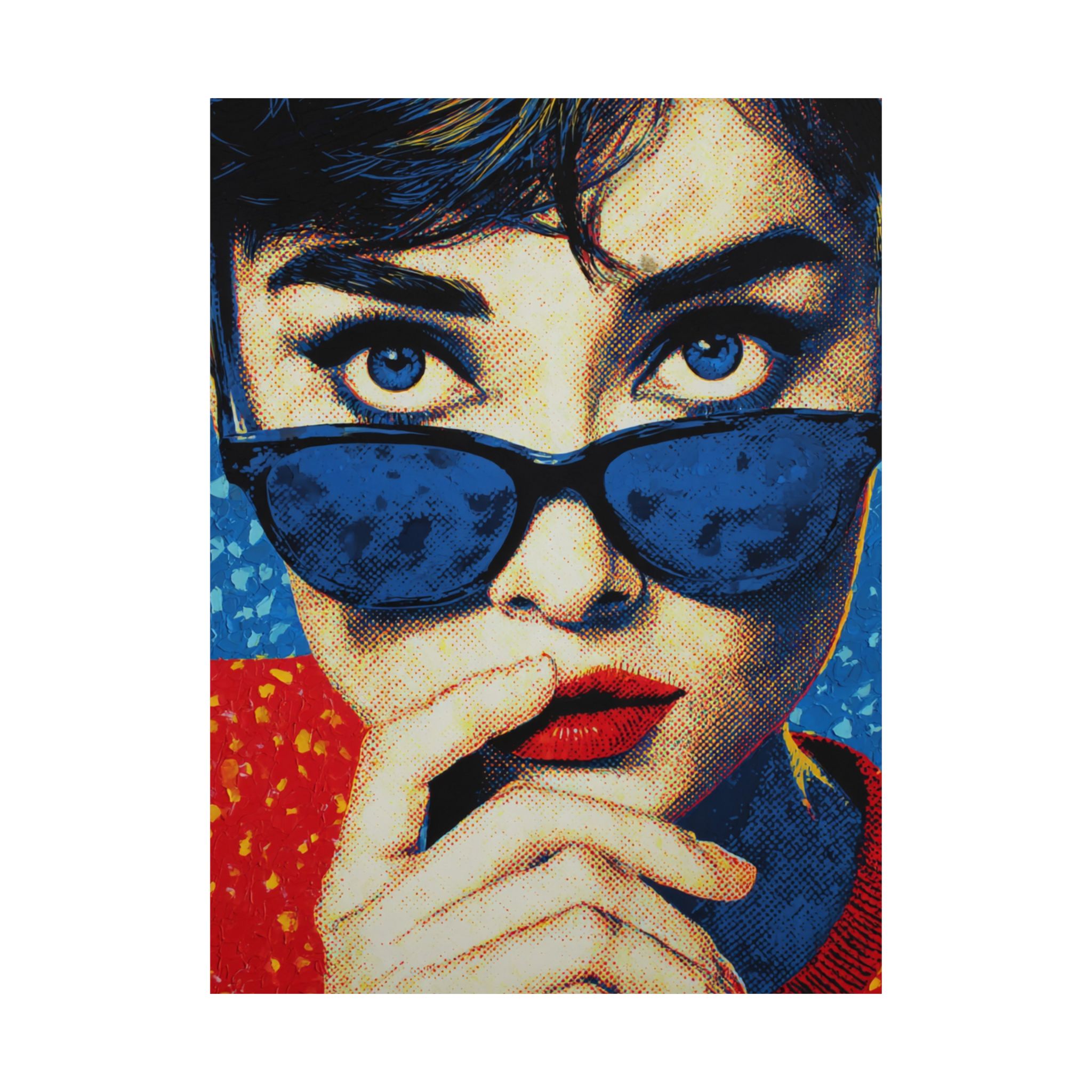 Pop Art Woman Portrait Print | Vintage Retro Blue Red Yellow | Matte Poster Print - Image 6