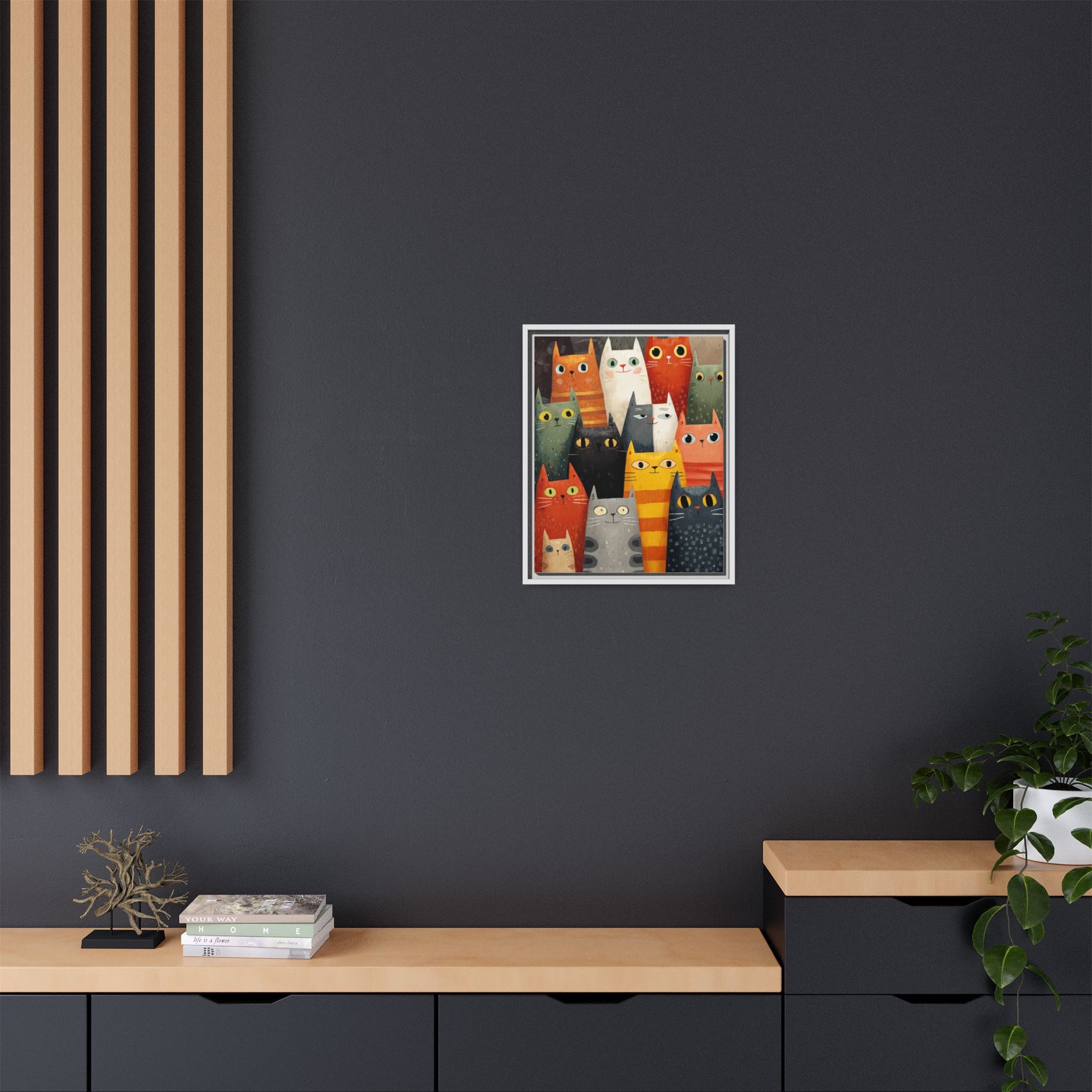Orange Cat Reading Newspaper Art Print | Whimsical Kitchen Art | Framed Canvas Print - Image 28