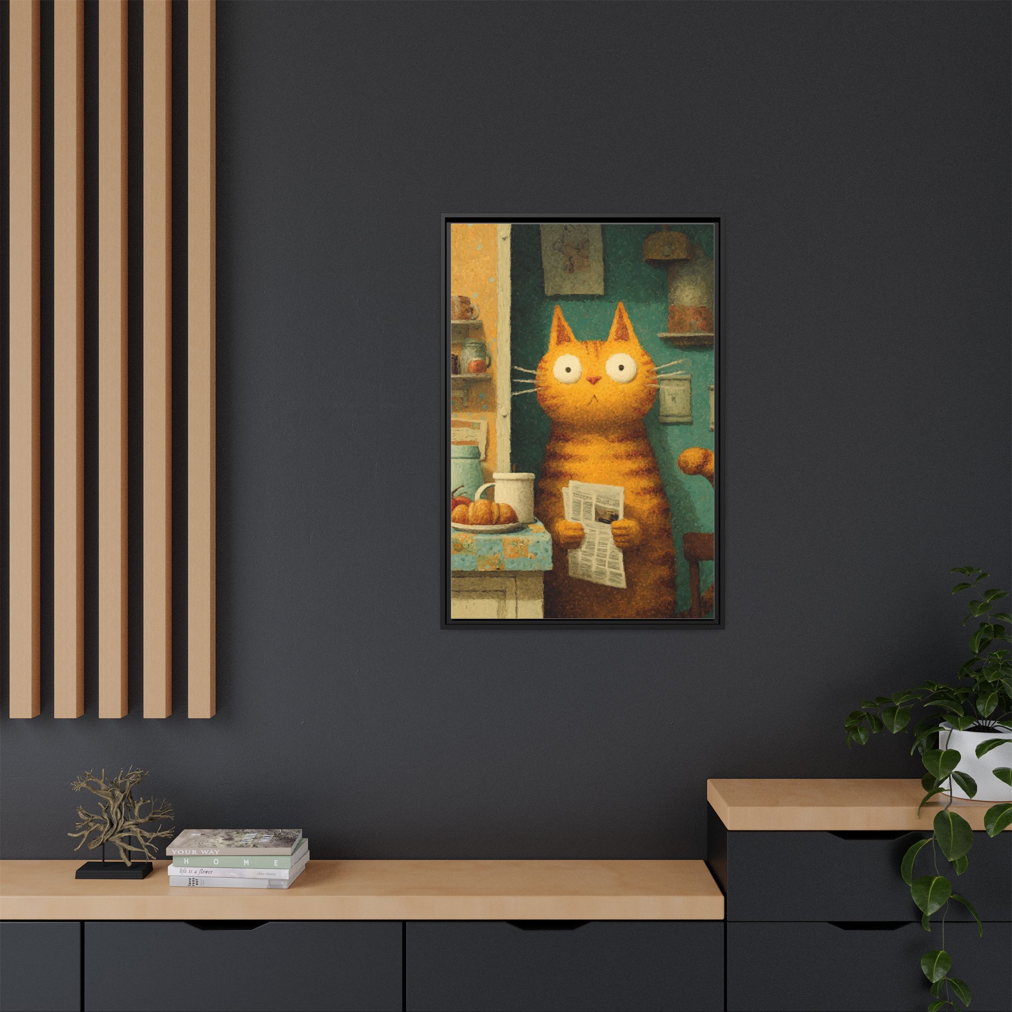 Whimsical Cat Art Print | Colorful Abstract Animals Kids | Framed Canvas Print - Image 36