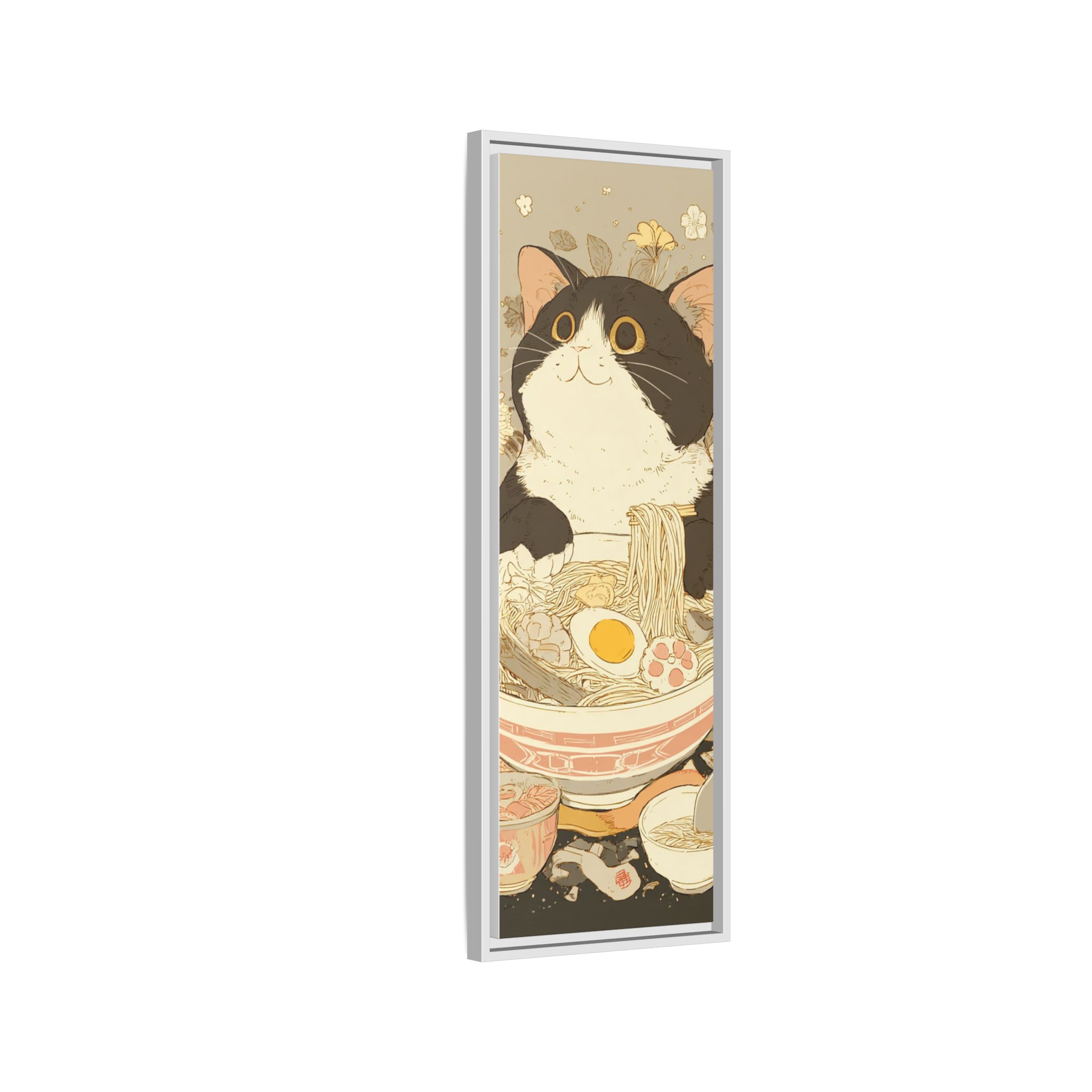 Kawaii Cat Ramen Print | Japanese Kitchen Wall Art | Framed Canvas Print - Image 2