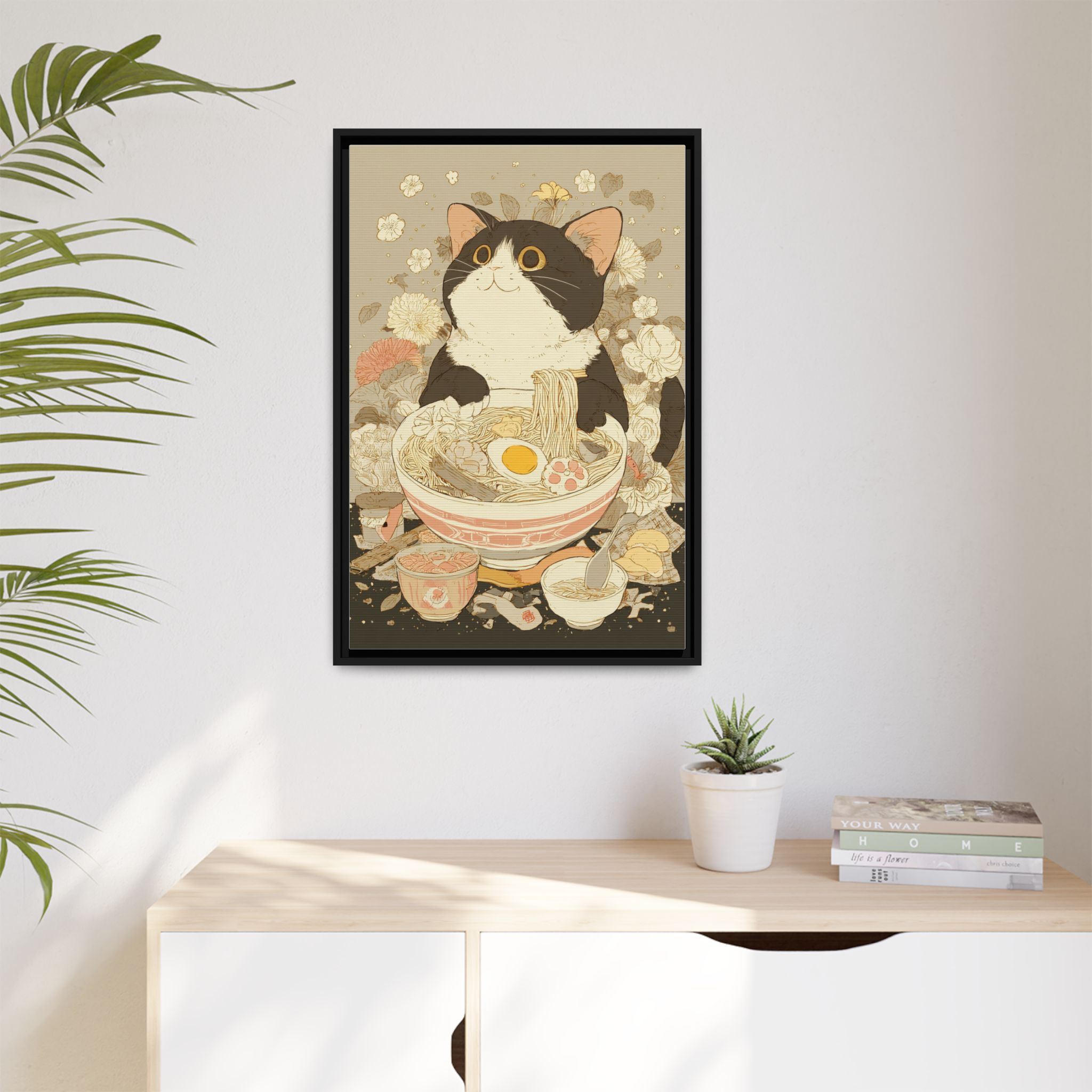 Kawaii Cat Ramen Print | Japanese Kitchen Wall Art | Framed Canvas Print - Image 11