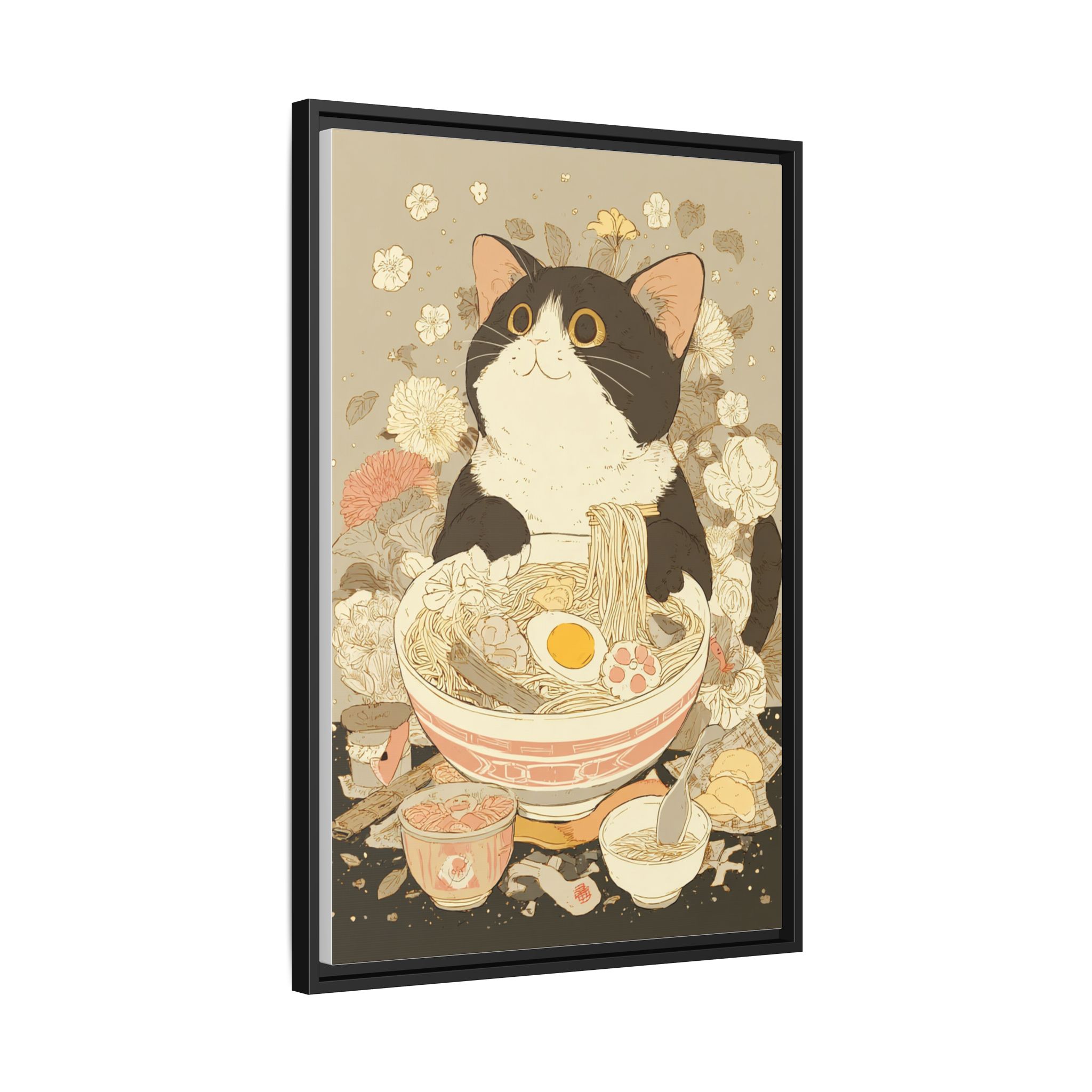 Kawaii Cat Ramen Print | Japanese Kitchen Wall Art | Framed Canvas Print - Image 10