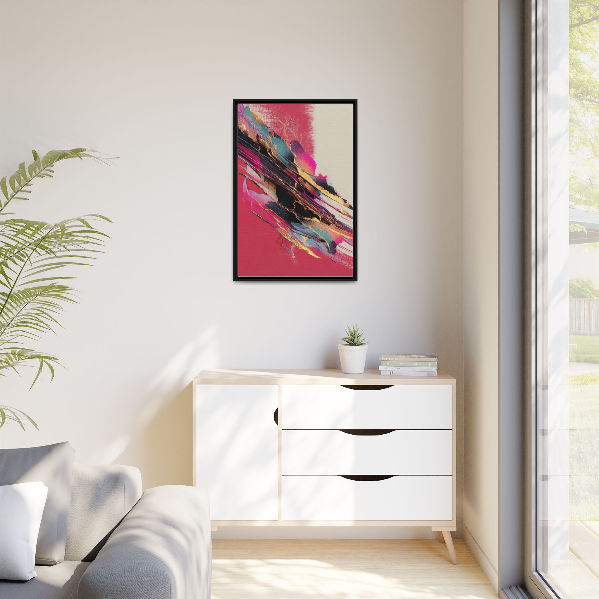 Abstract Art Print | Pink Coral Black Gold Modern Wall Art | Framed Canvas Print - Image 19