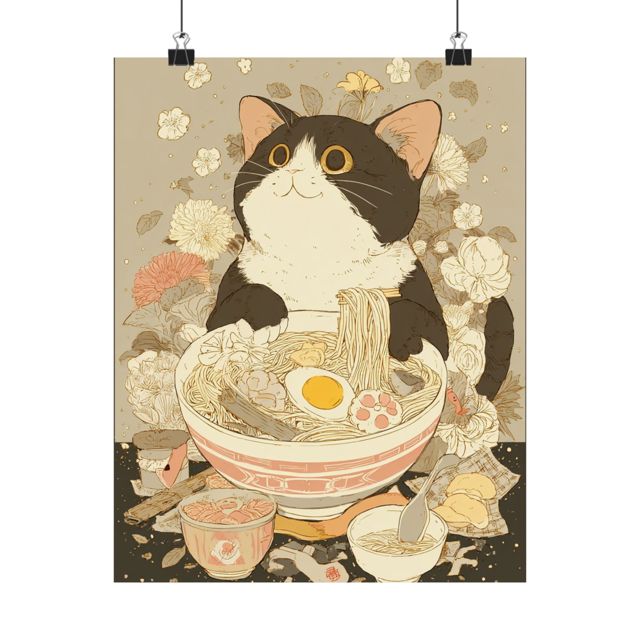 Kawaii Cat Ramen Print | Japanese Kitchen Wall Art | Matte Poster Print - Image 17