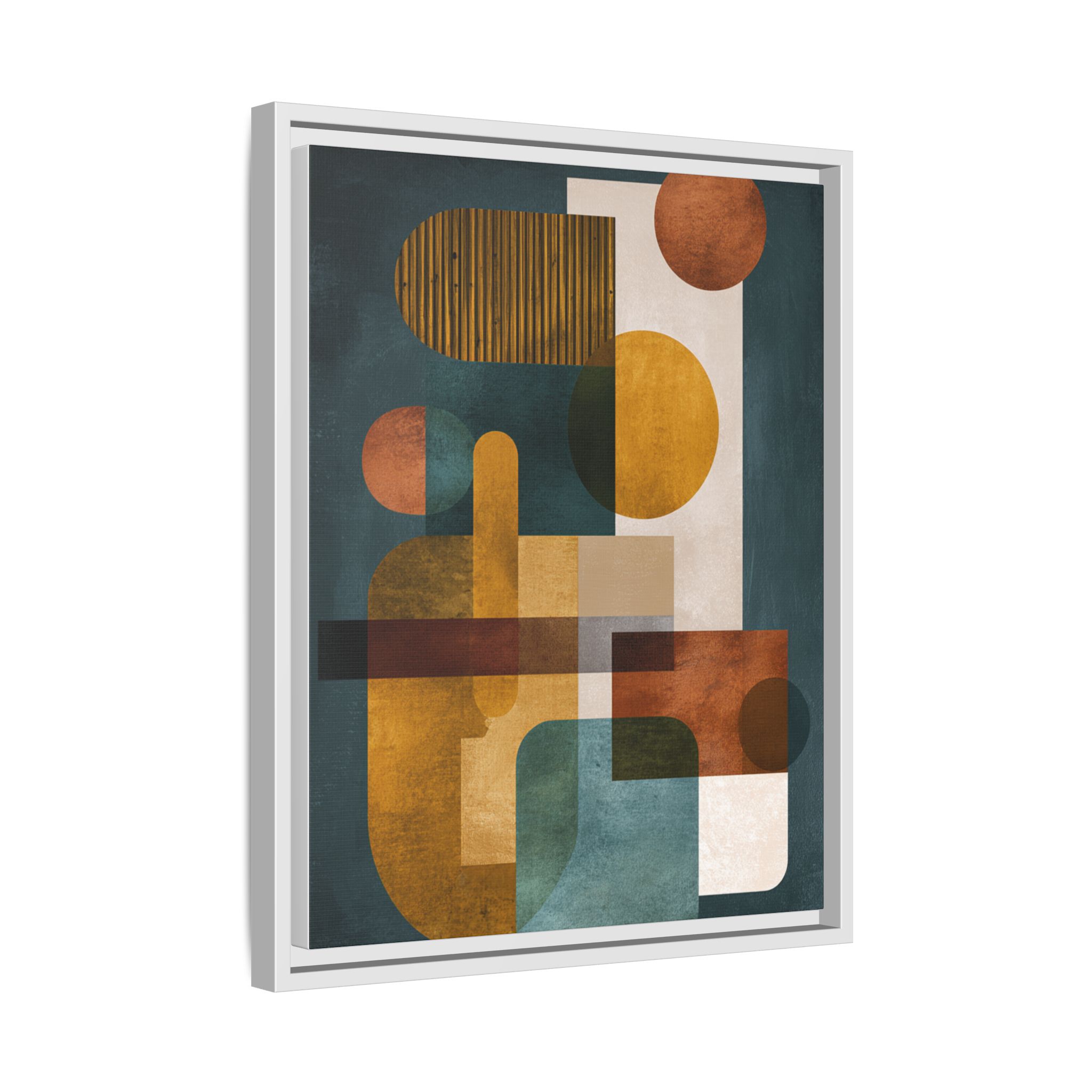 Mid Century Geometric Wall Art Print | Navy Gold Terracotta Abstract Shapes | Boho Modern Living Room Art | Framed Canvas Print - Image 26