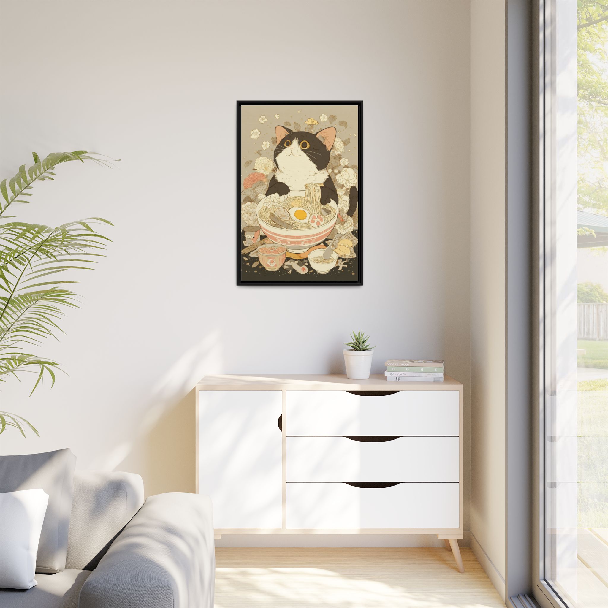 Kawaii Cat Ramen Print | Japanese Kitchen Wall Art | Framed Canvas Print - Image 35