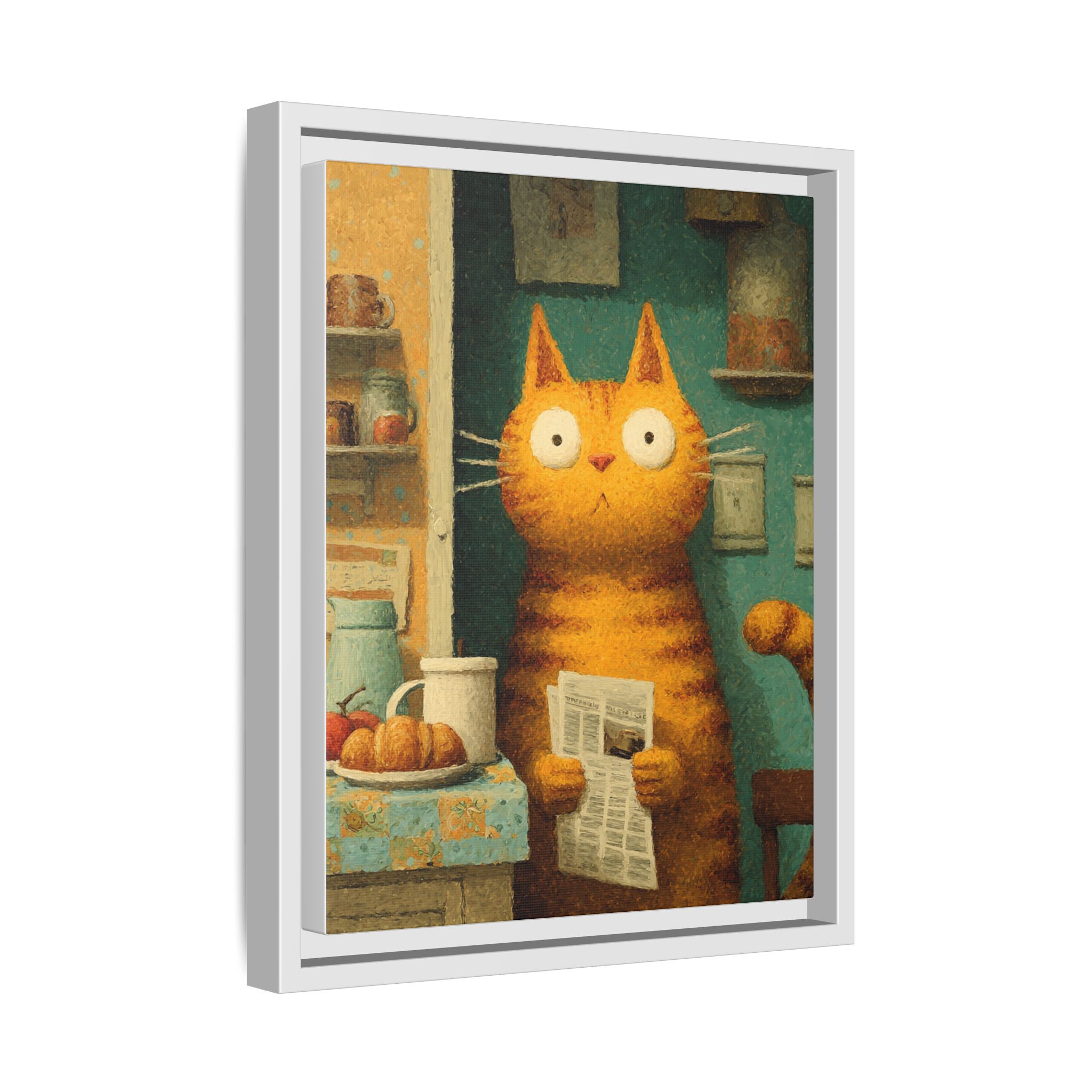 Whimsical Cat Art Print | Colorful Abstract Animals Kids | Framed Canvas Print - Image 50
