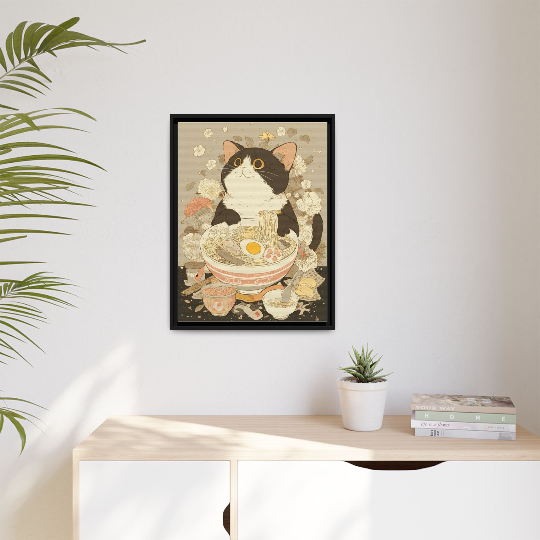 Kawaii Cat Ramen Print | Japanese Kitchen Wall Art | Framed Canvas Print - Image 43