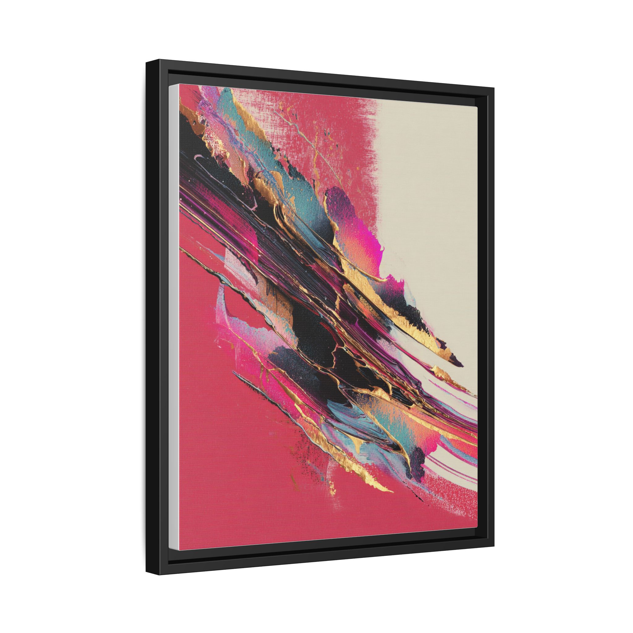 Abstract Art Print | Pink Coral Black Gold Modern Wall Art | Framed Canvas Print - Image 14