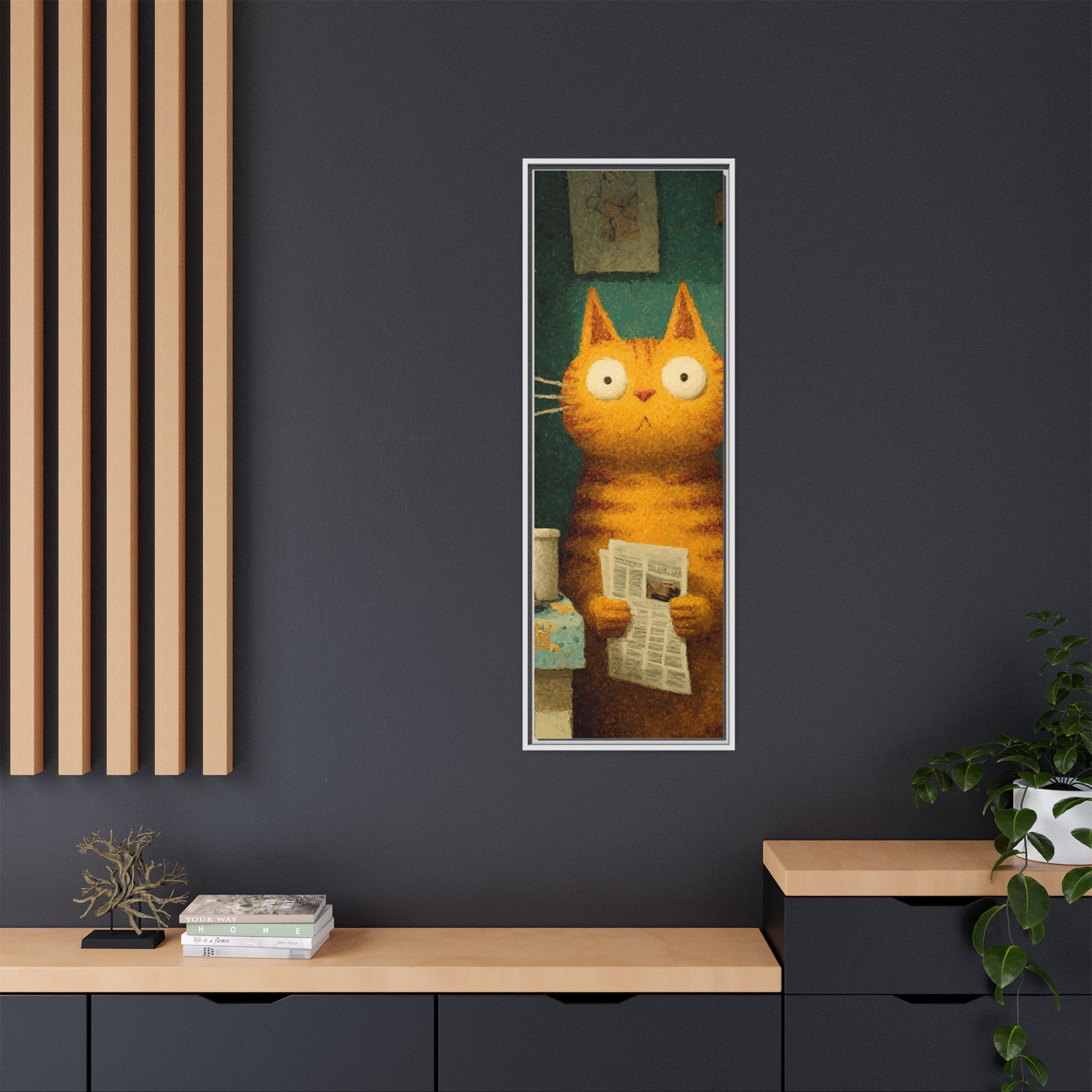 Whimsical Cat Art Print | Colorful Abstract Animals Kids | Framed Canvas Print - Image 20