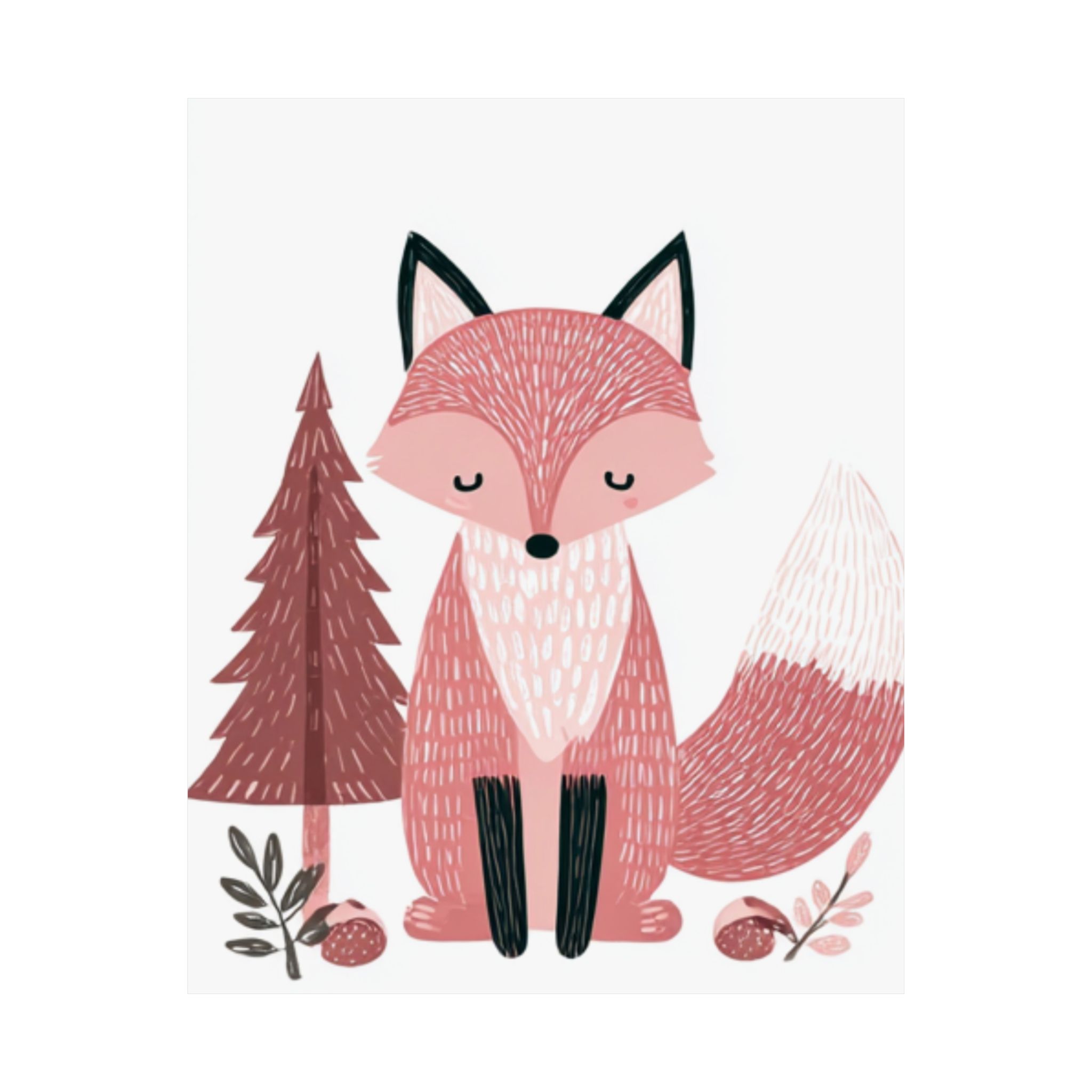 Pink Fox Woodland Nursery Art Print | Whimsical Forest Animal | Matte Poster Print - Image 10