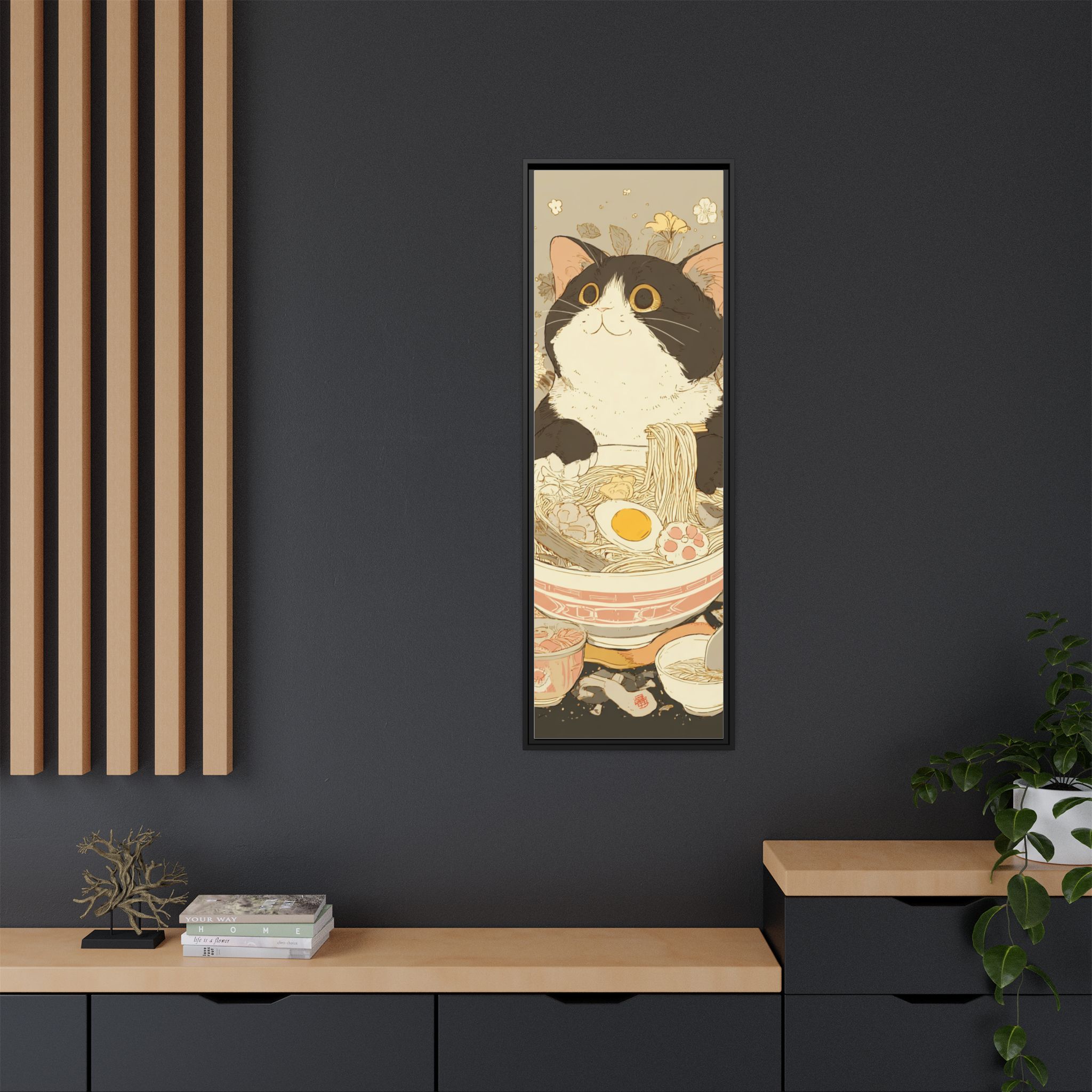 Kawaii Cat Ramen Print | Japanese Kitchen Wall Art | Framed Canvas Print - Image 24