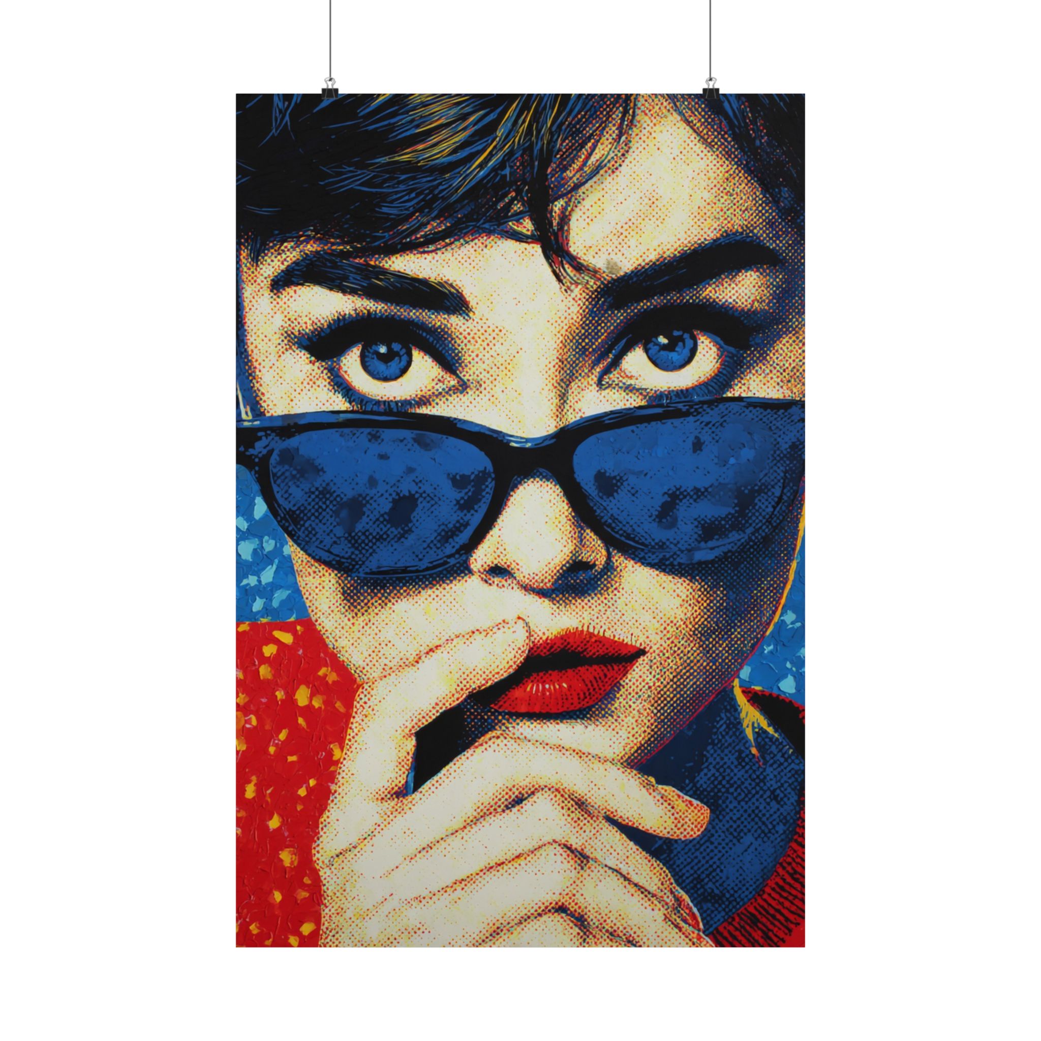 Pop Art Woman Portrait Print | Vintage Retro Blue Red Yellow | Matte Poster Print - Image 21