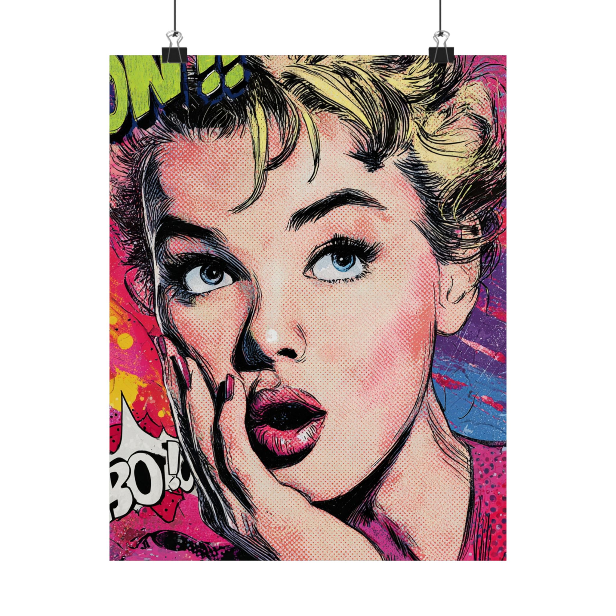 Pop Art Woman Portrait Print | Retro Comic Style Wall Art | Matte Poster Print - Image 17