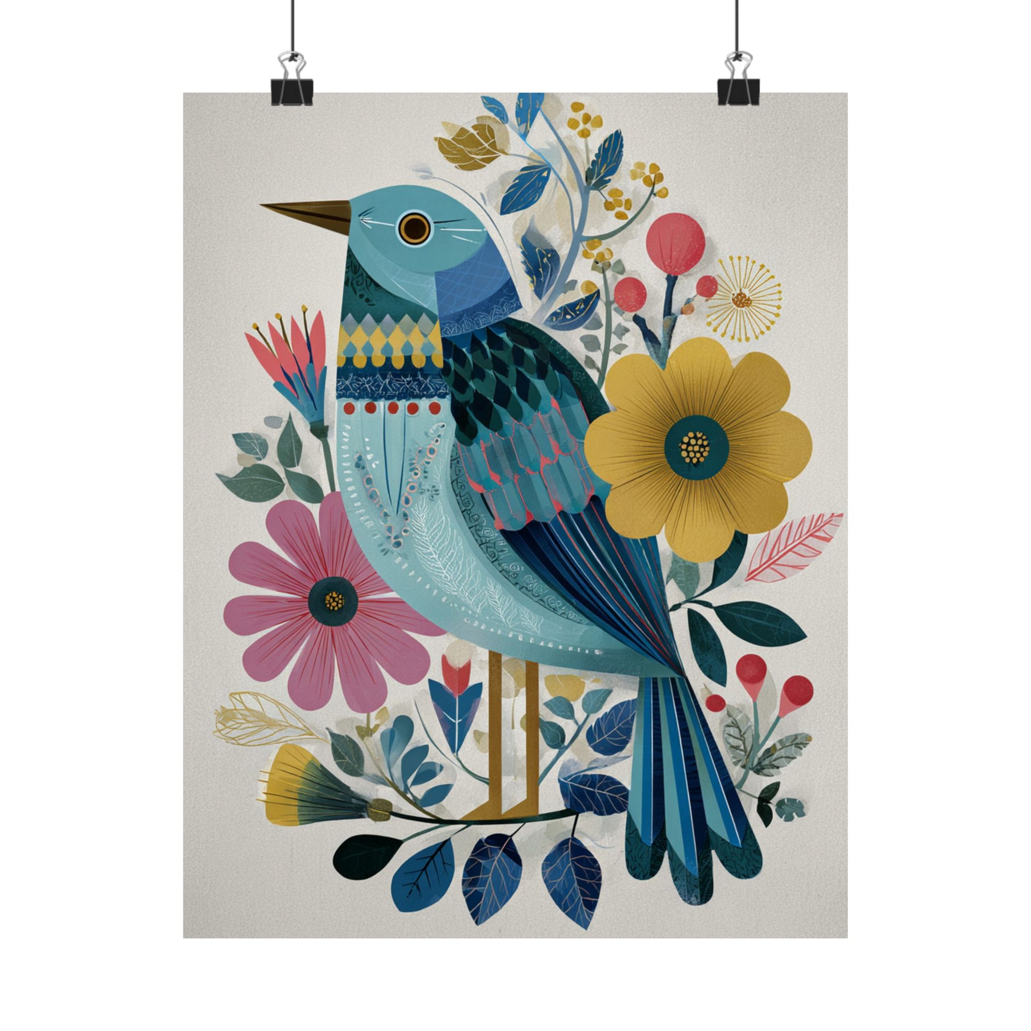 Folk Art Bird Print | Colorful Floral Nature Poster | Matte Poster Print - Image 17