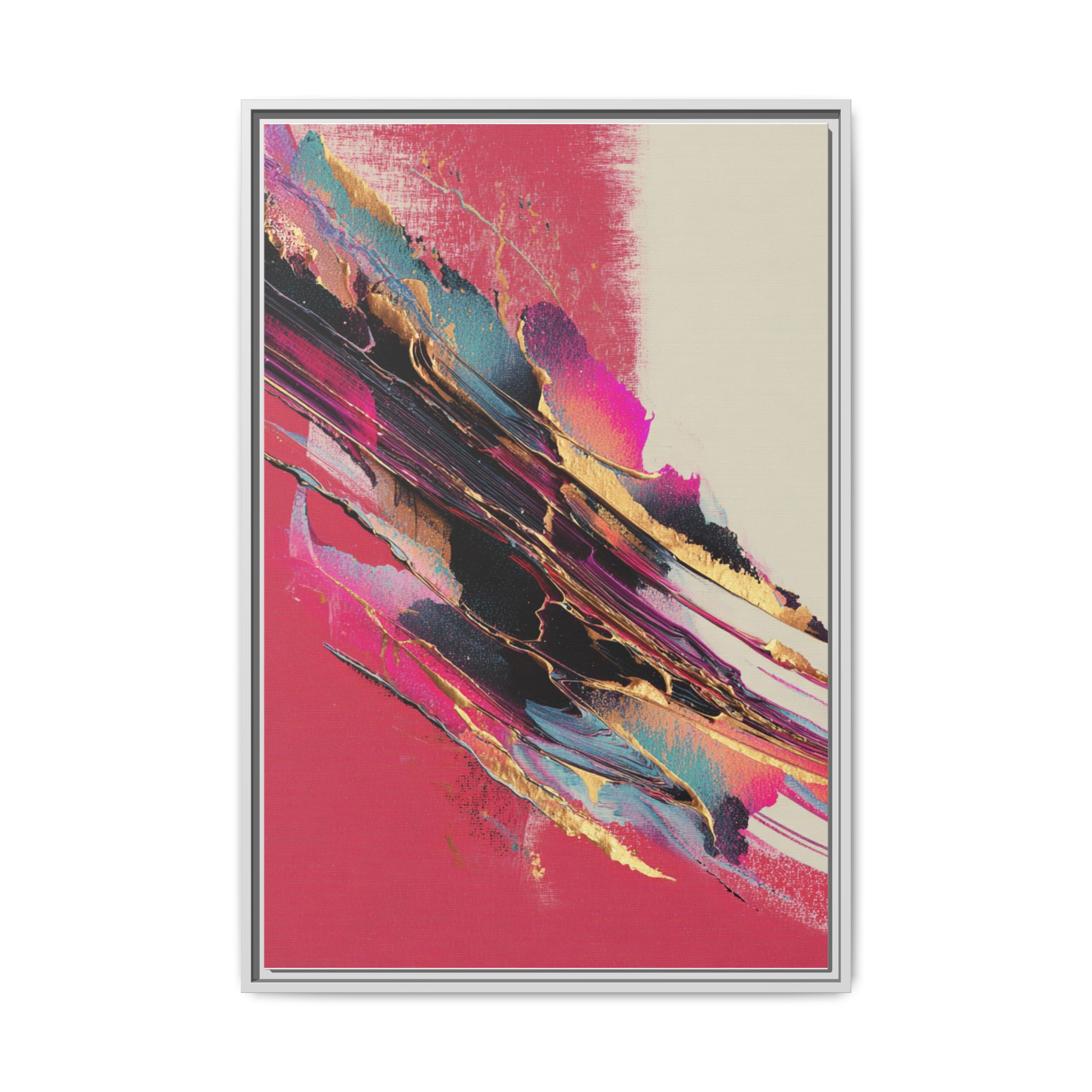 Abstract Art Print | Pink Coral Black Gold Modern Wall Art | Framed Canvas Print - Image 21