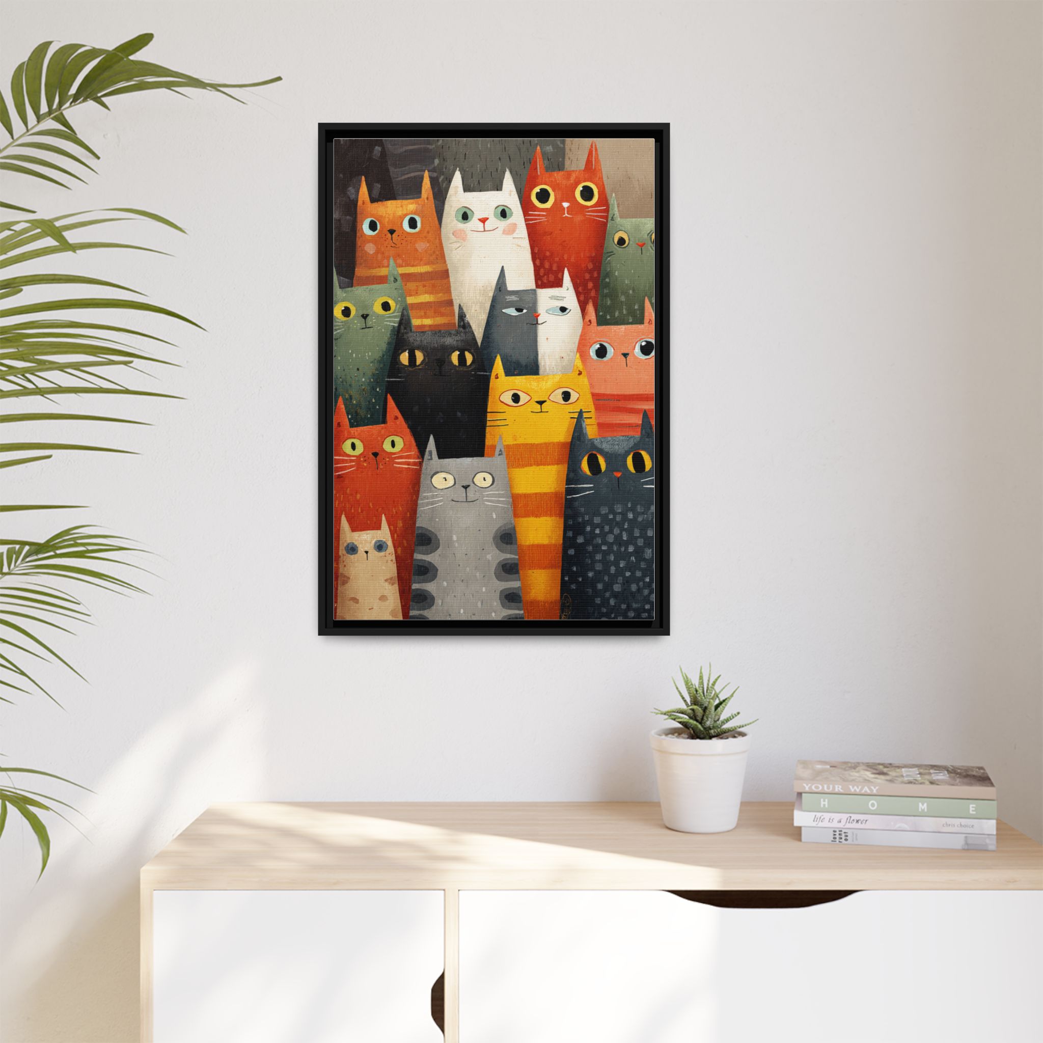 Orange Cat Reading Newspaper Art Print | Whimsical Kitchen Art | Framed Canvas Print - Image 11