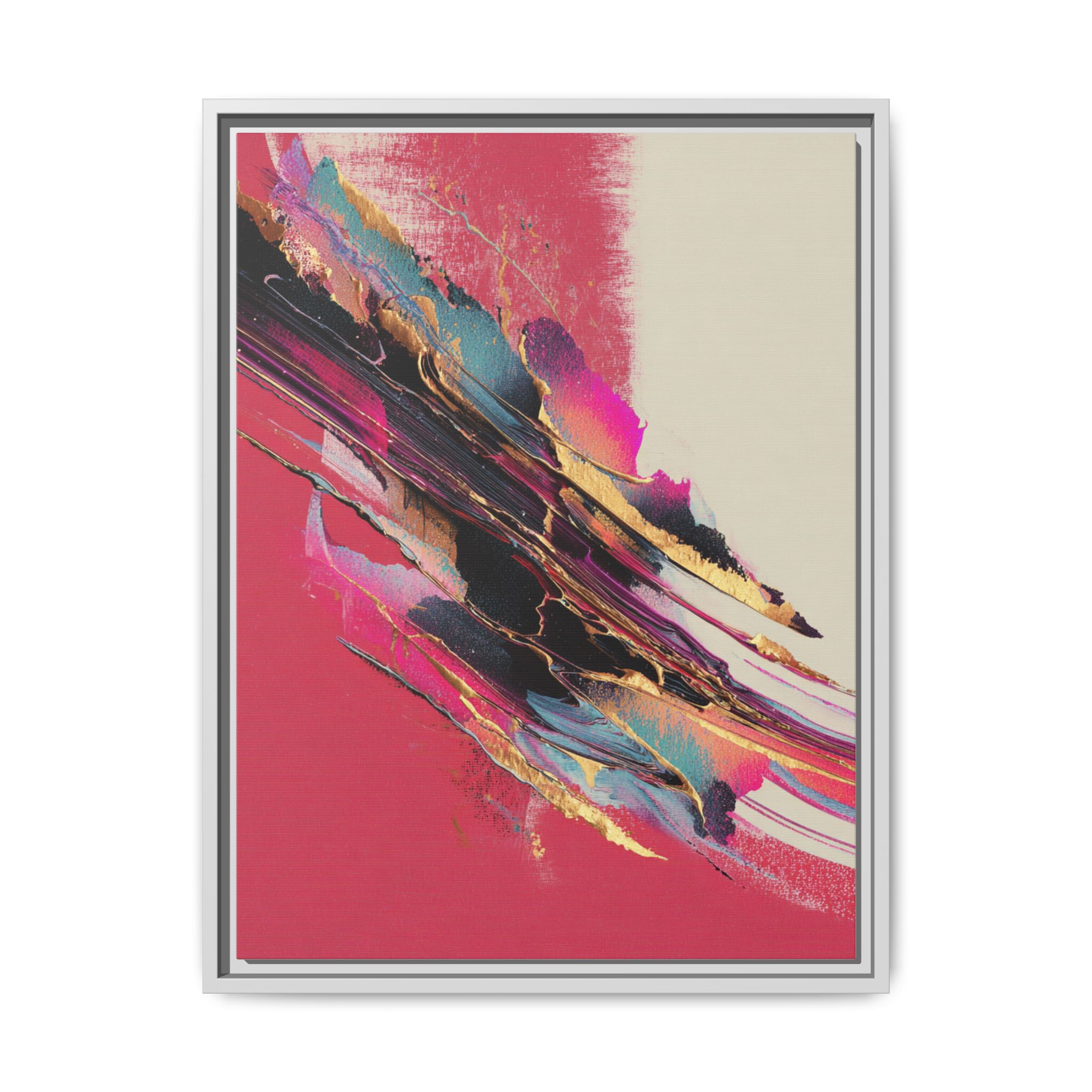 Abstract Art Print | Pink Coral Black Gold Modern Wall Art | Framed Canvas Print - Image 29