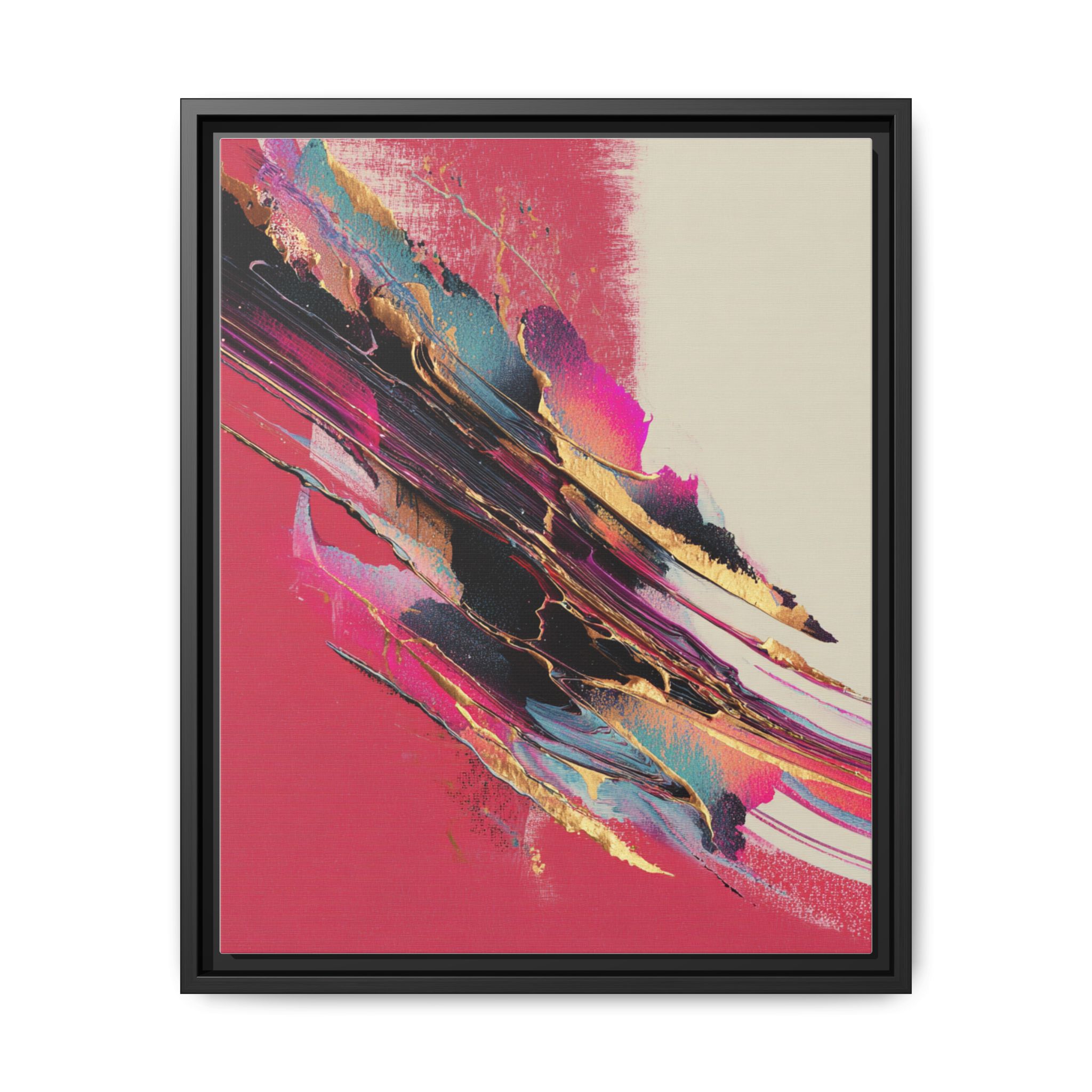 Abstract Art Print | Pink Coral Black Gold Modern Wall Art | Framed Canvas Print - Image 13