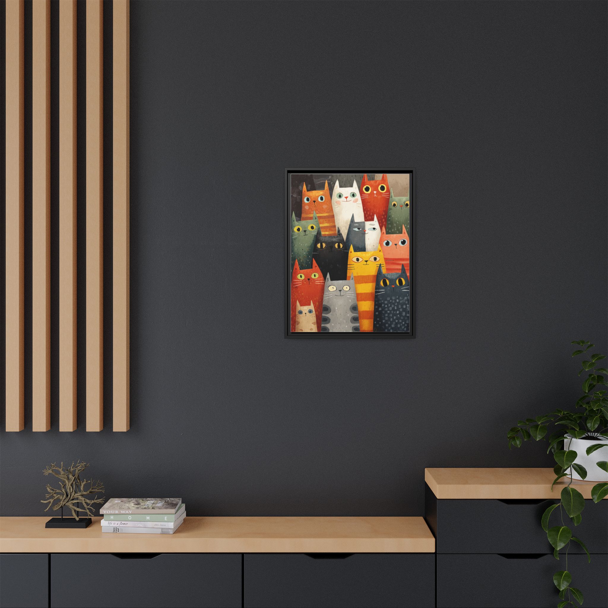 Orange Cat Reading Newspaper Art Print | Whimsical Kitchen Art | Framed Canvas Print - Image 44