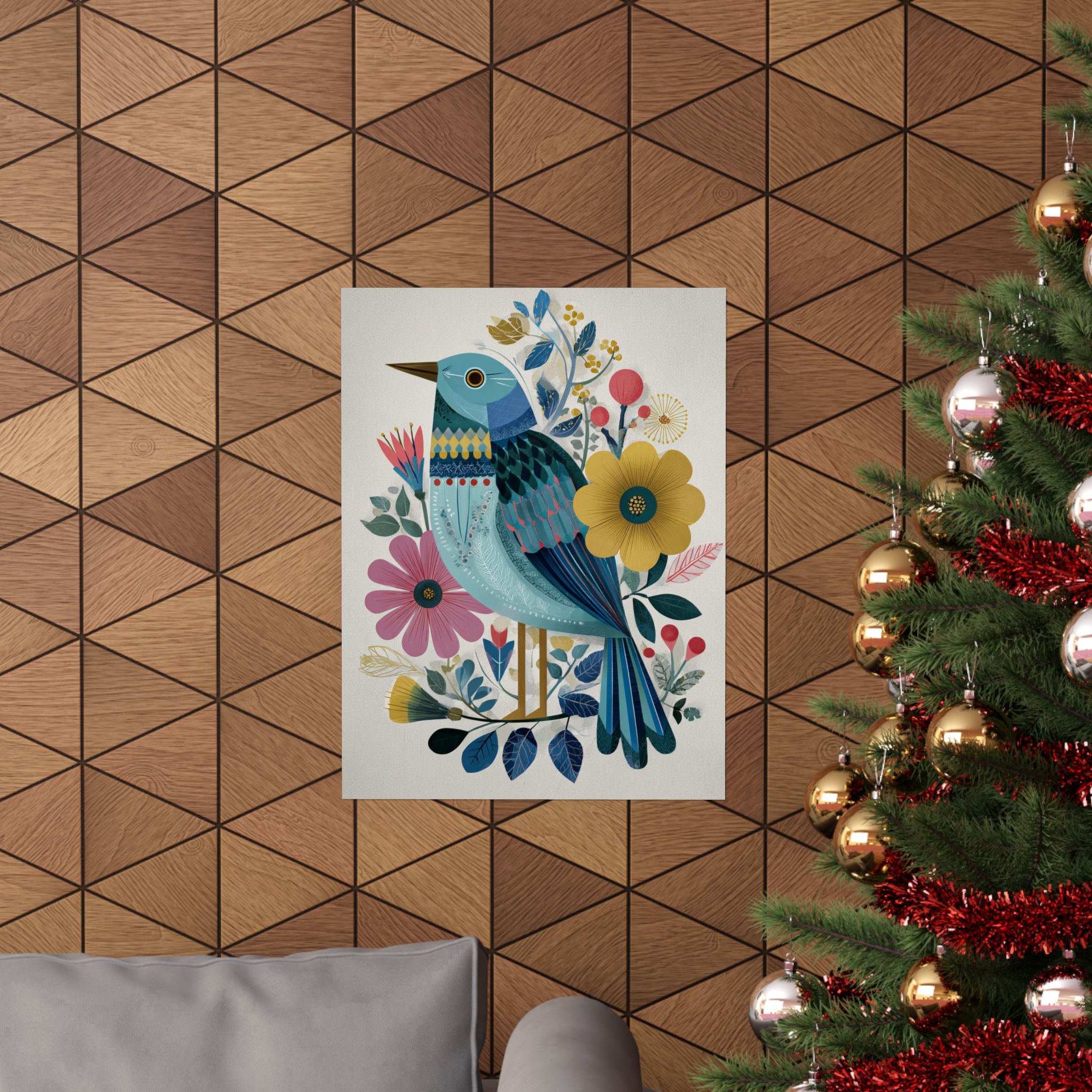 Folk Art Bird Print | Colorful Floral Nature Poster | Matte Poster Print - Image 8