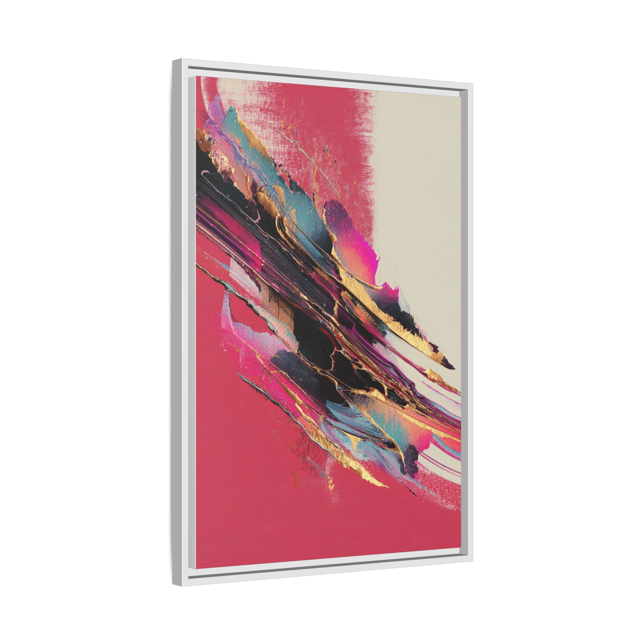 Abstract Art Print | Pink Coral Black Gold Modern Wall Art | Framed Canvas Print - Image 6