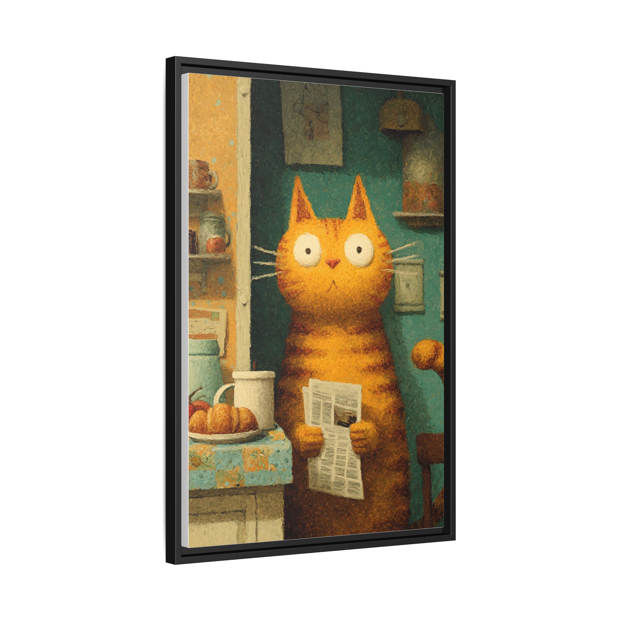 Whimsical Cat Art Print | Colorful Abstract Animals Kids | Framed Canvas Print - Image 10