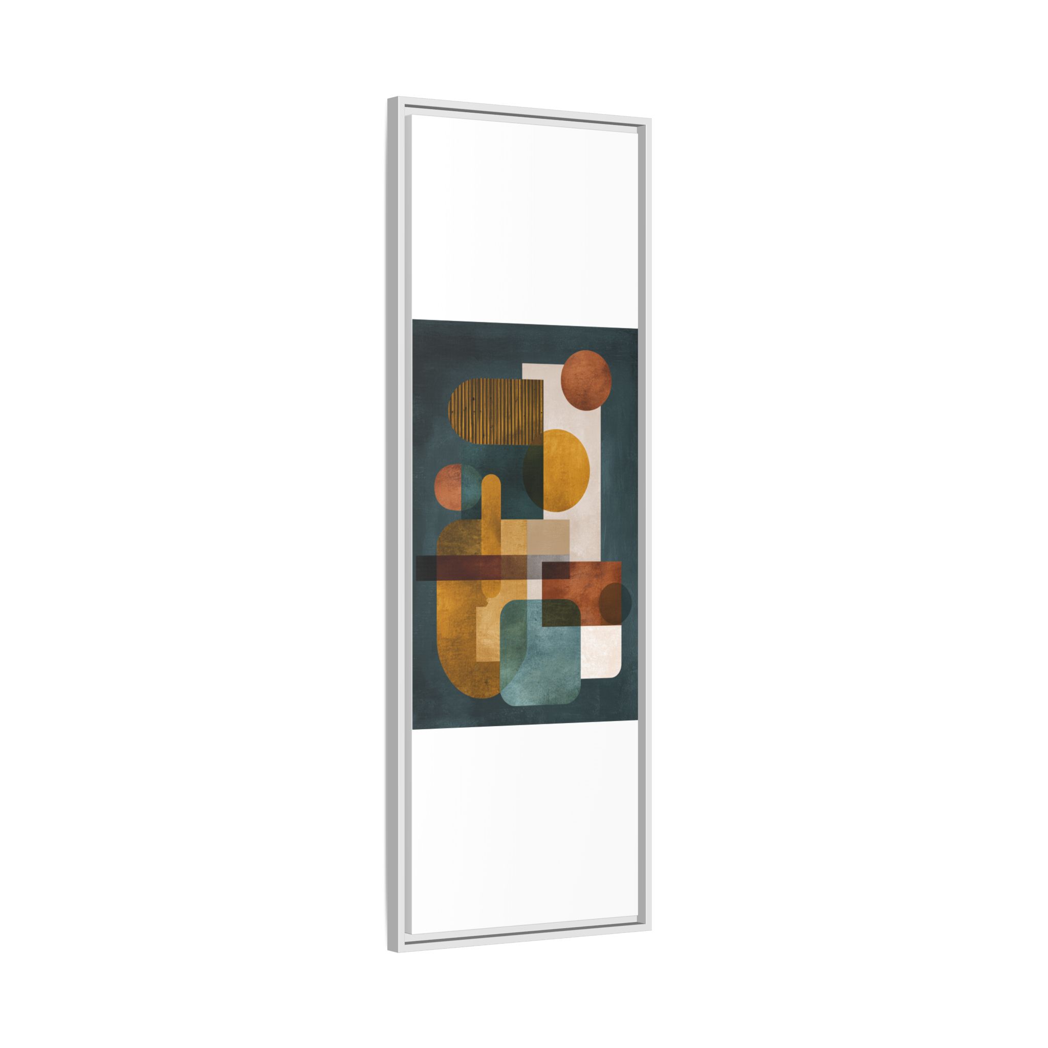 Mid Century Geometric Wall Art Print | Navy Gold Terracotta Abstract Shapes | Boho Modern Living Room Art | Framed Canvas Print - Image 18
