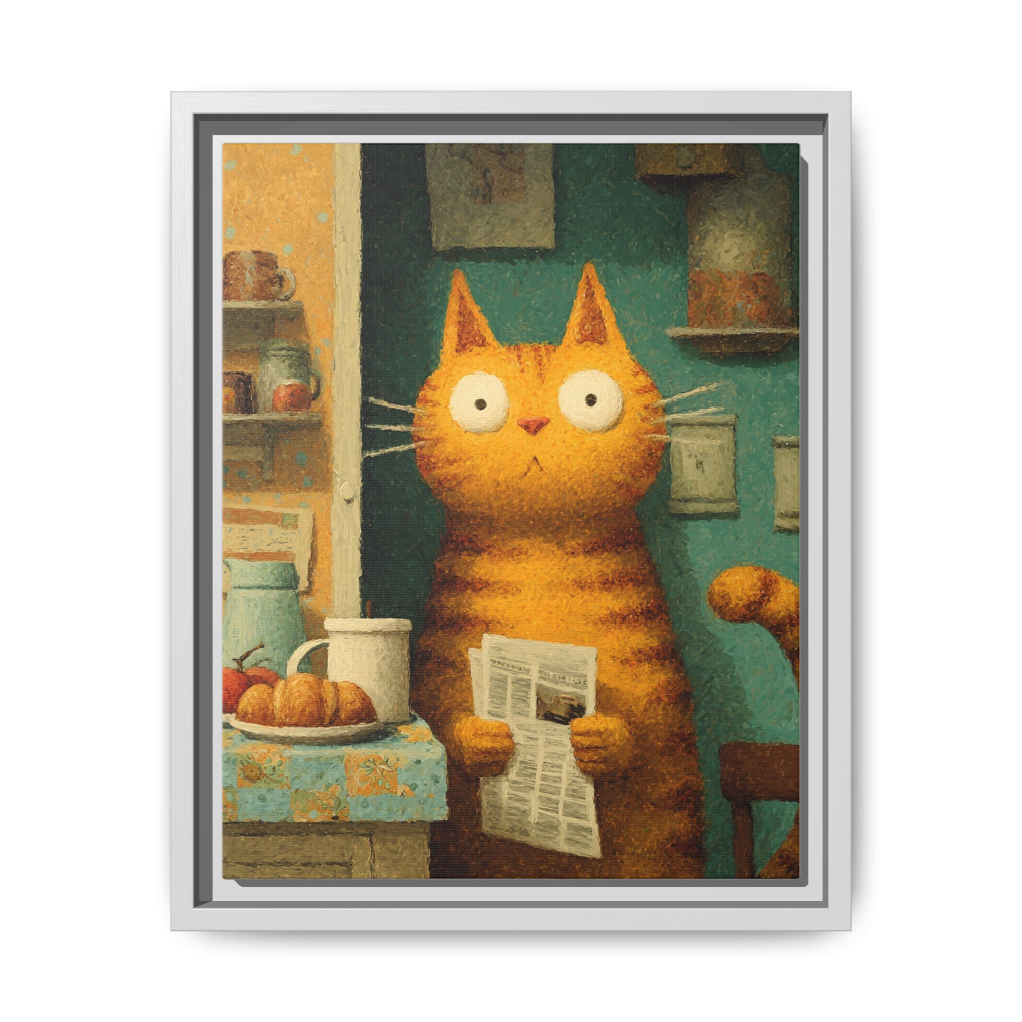 Whimsical Cat Art Print | Colorful Abstract Animals Kids | Framed Canvas Print - Image 49