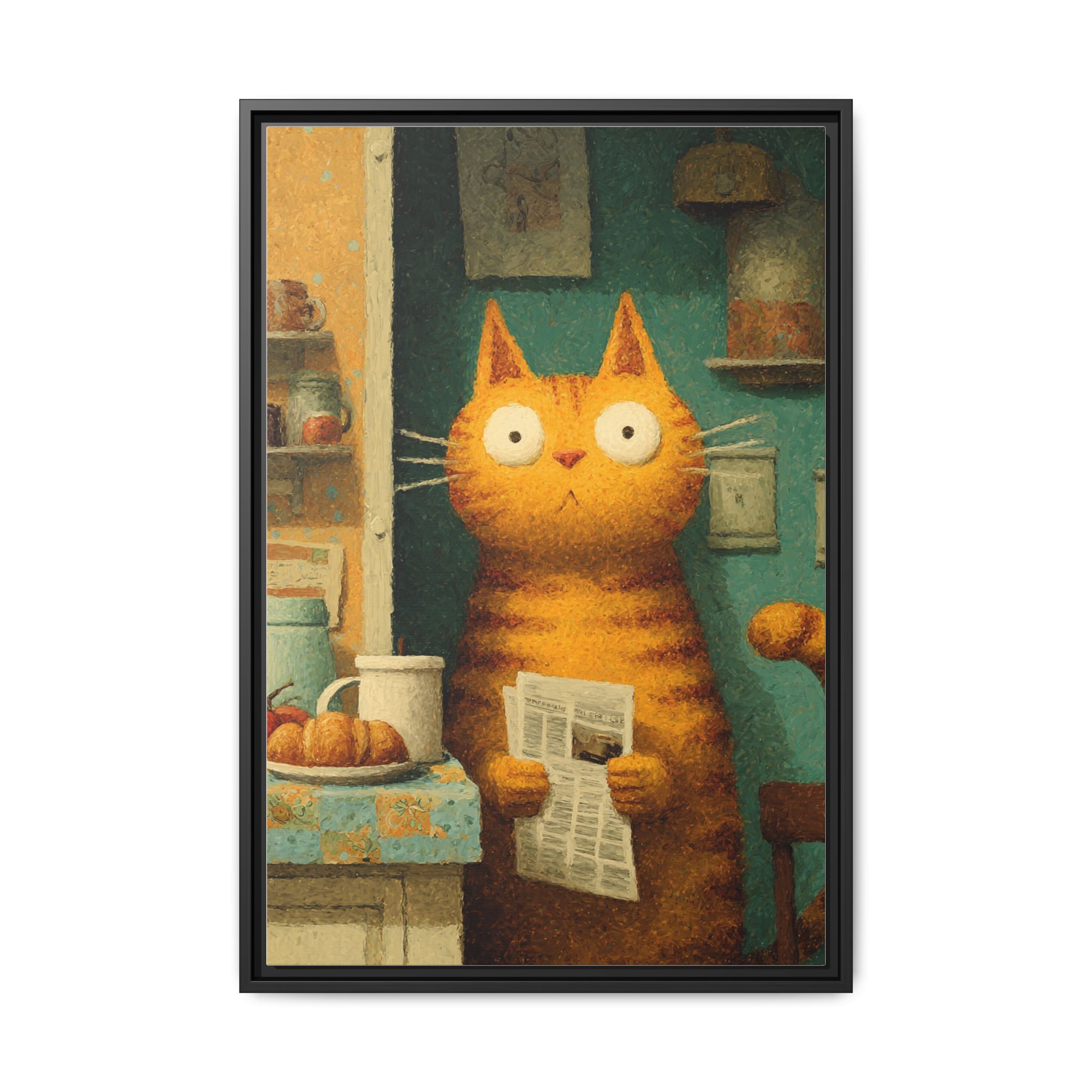 Whimsical Cat Art Print | Colorful Abstract Animals Kids | Framed Canvas Print - Image 9