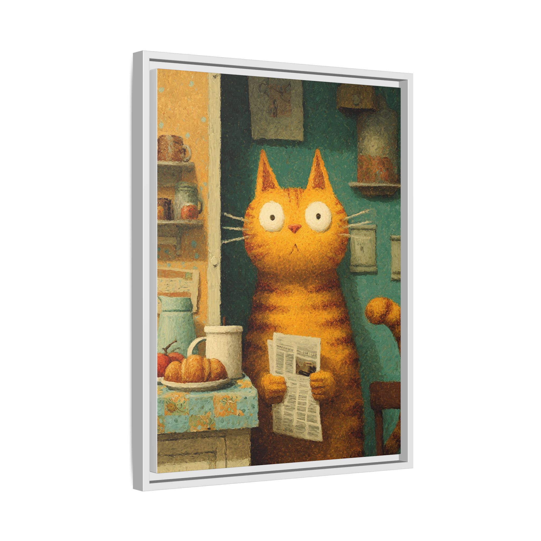Whimsical Cat Art Print | Colorful Abstract Animals Kids | Framed Canvas Print - Image 46