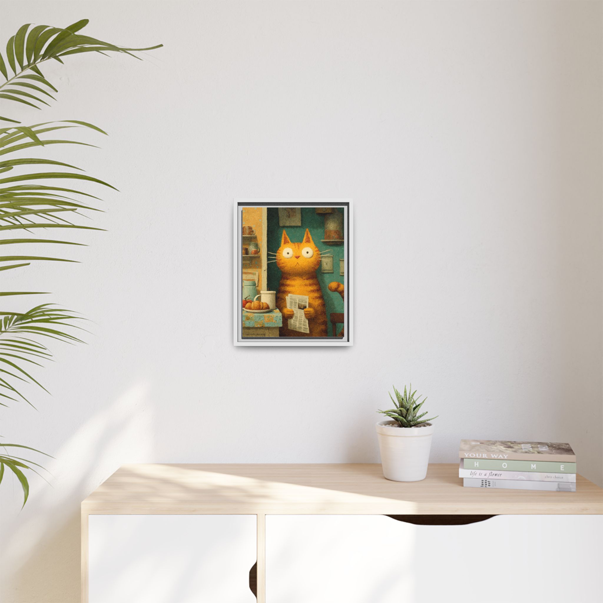 Whimsical Cat Art Print | Colorful Abstract Animals Kids | Framed Canvas Print - Image 51