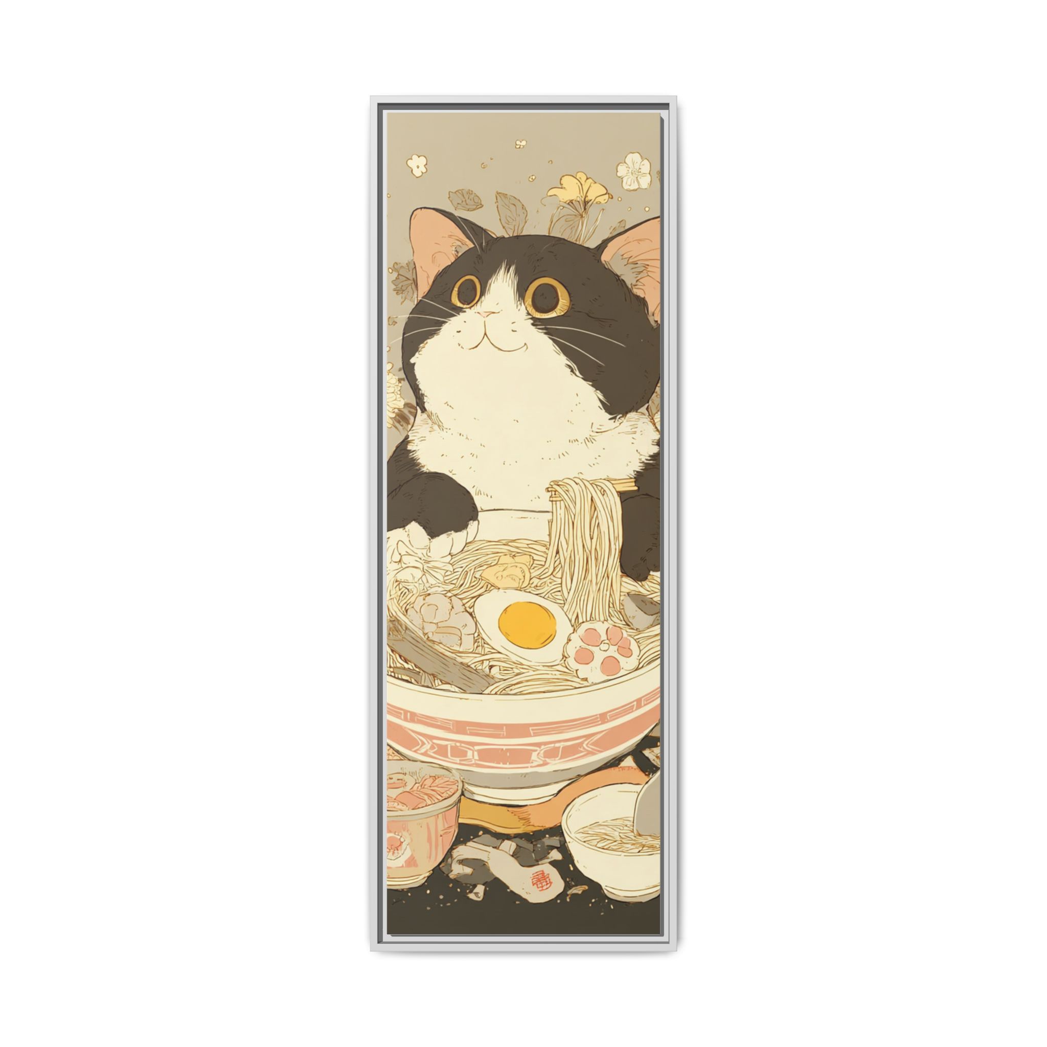 Kawaii Cat Ramen Print | Japanese Kitchen Wall Art | Framed Canvas Print - Image 17