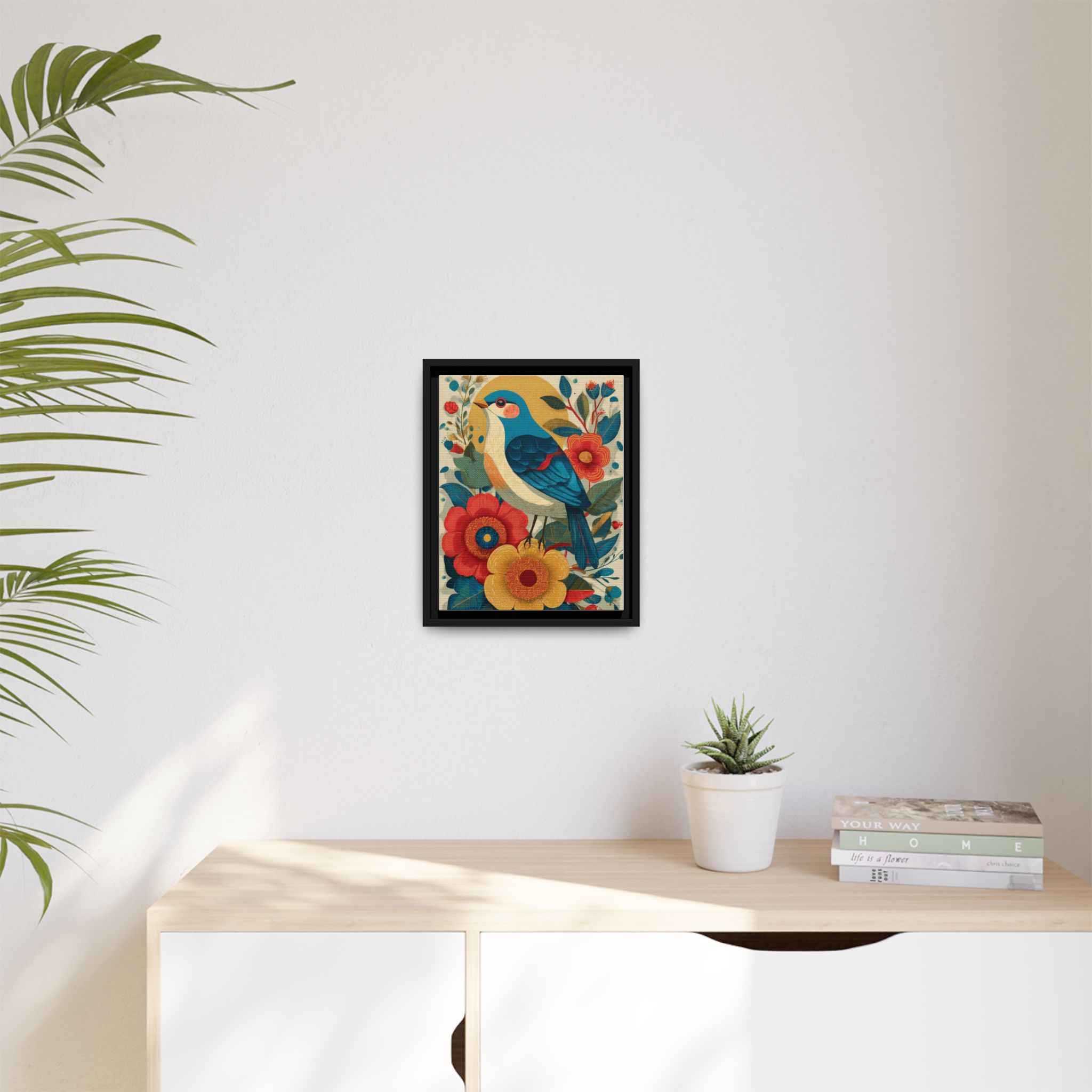 Folk Art Bird Print | Vintage Botanical Floral Illustration | Framed Canvas Print - Image 39