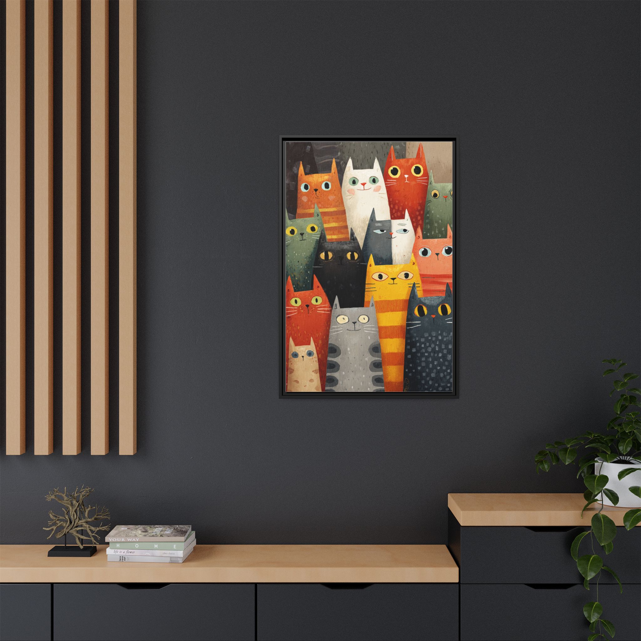 Orange Cat Reading Newspaper Art Print | Whimsical Kitchen Art | Framed Canvas Print - Image 36