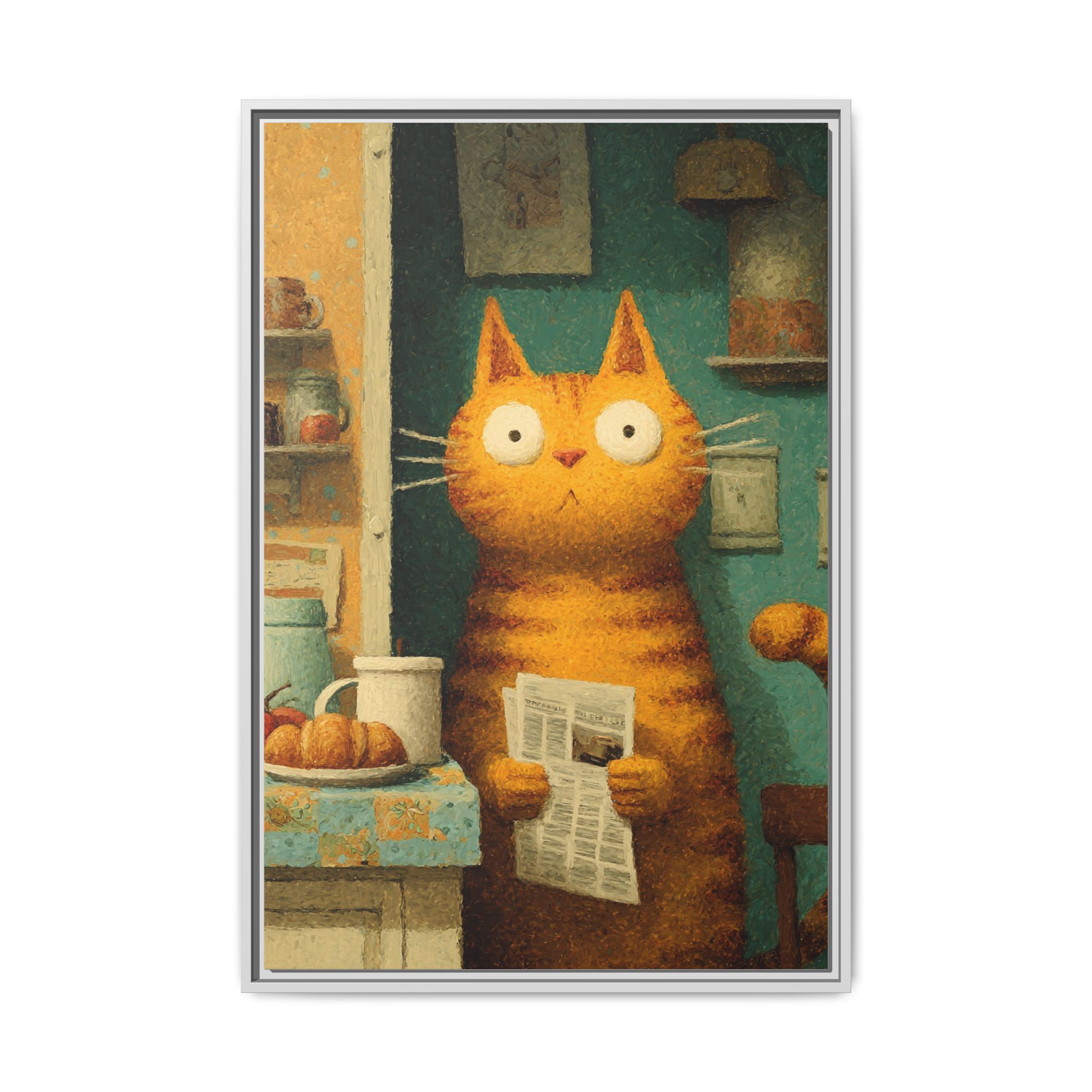 Whimsical Cat Art Print | Colorful Abstract Animals Kids | Framed Canvas Print - Image 37