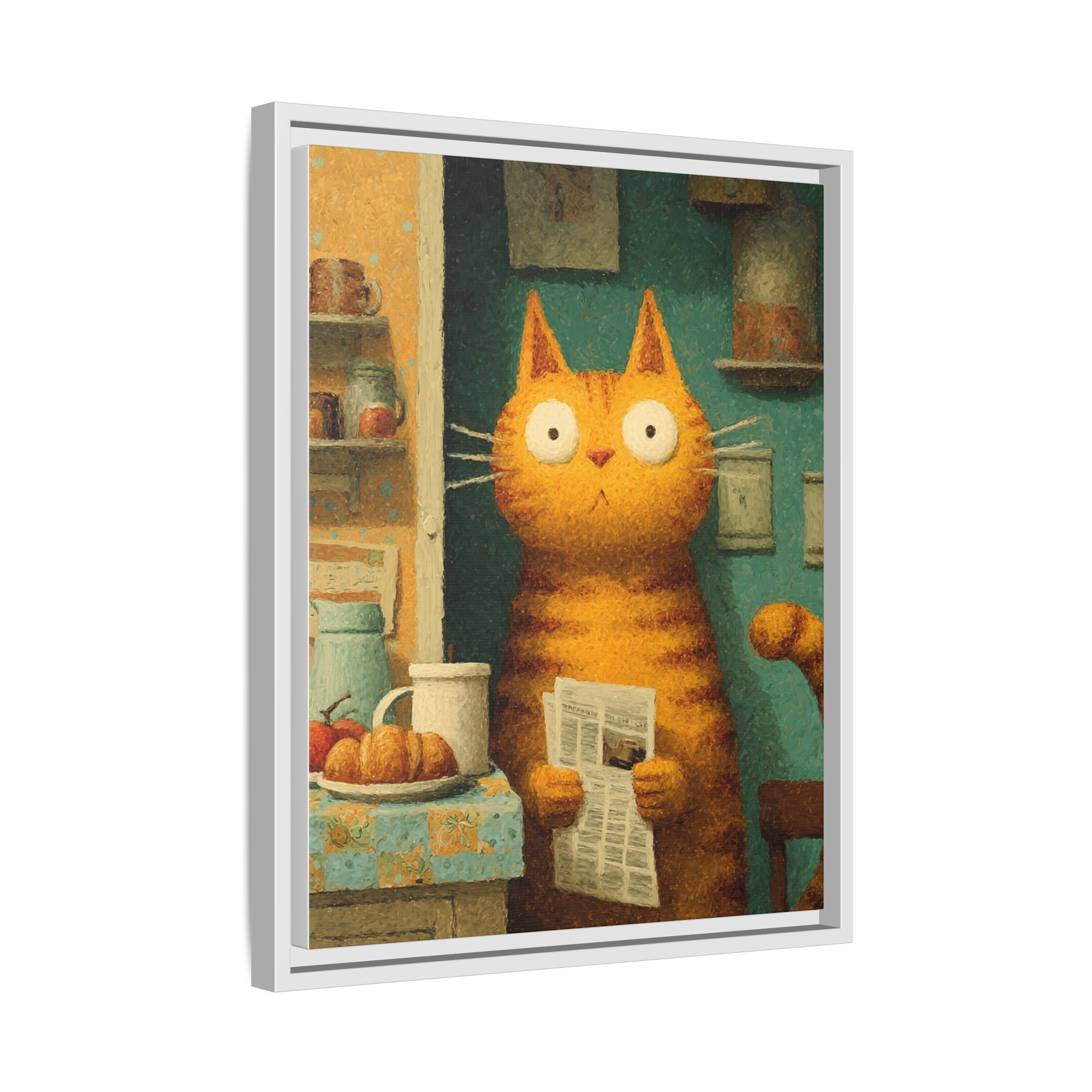 Whimsical Cat Art Print | Colorful Abstract Animals Kids | Framed Canvas Print - Image 26